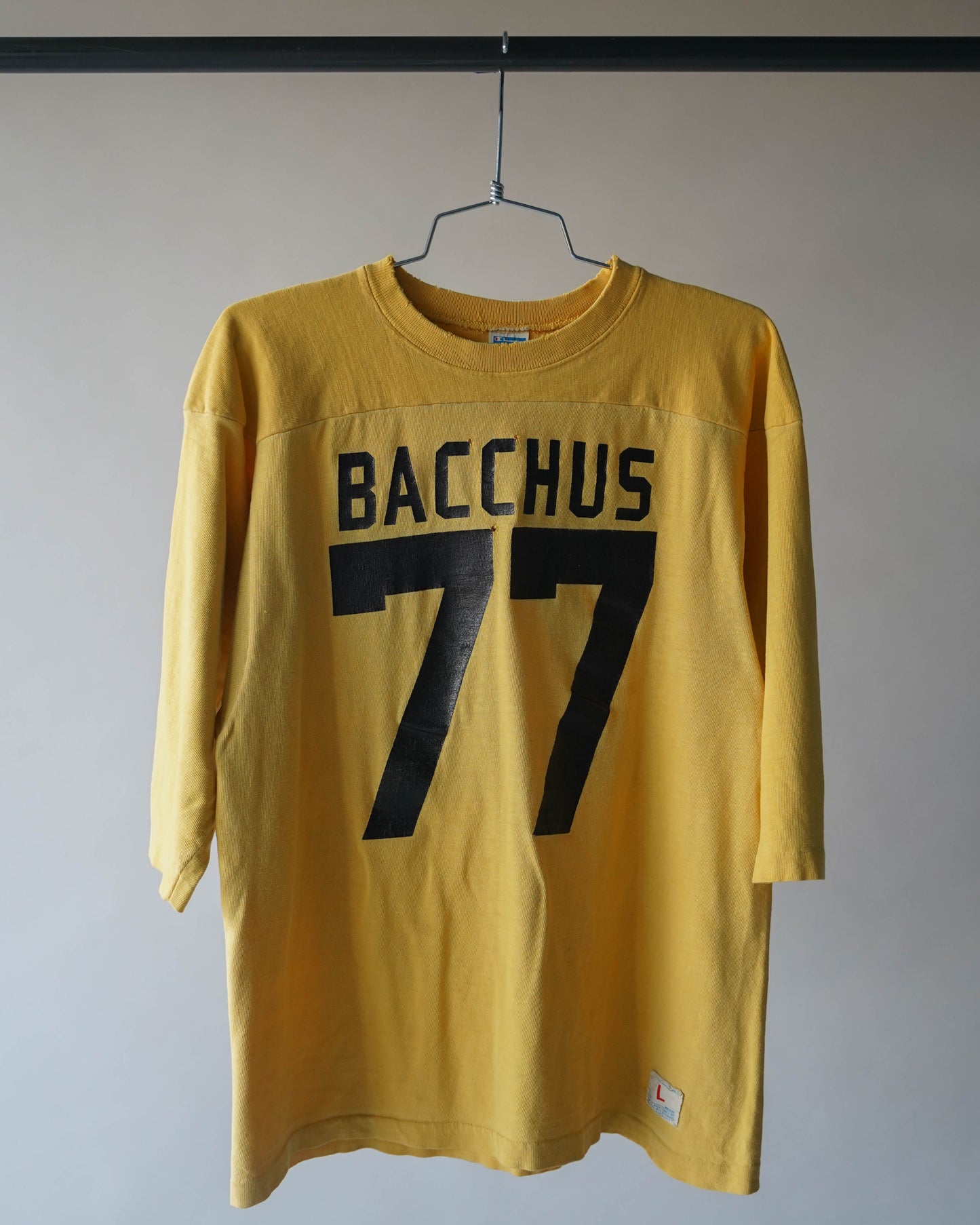 70's Champion Blue Bar Yellow Cotton Jersey - Large