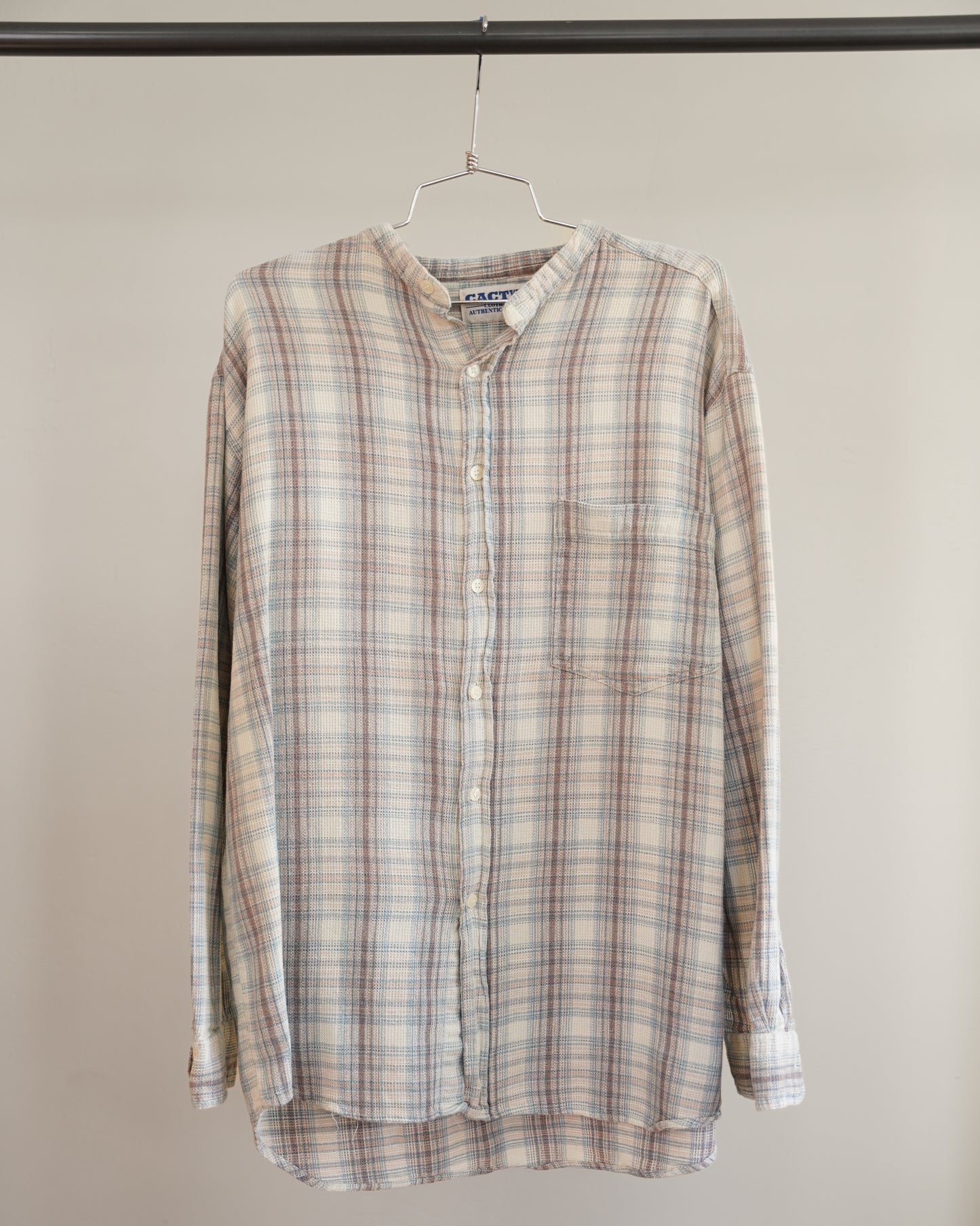 90's Cream Collarless Flannel - XL