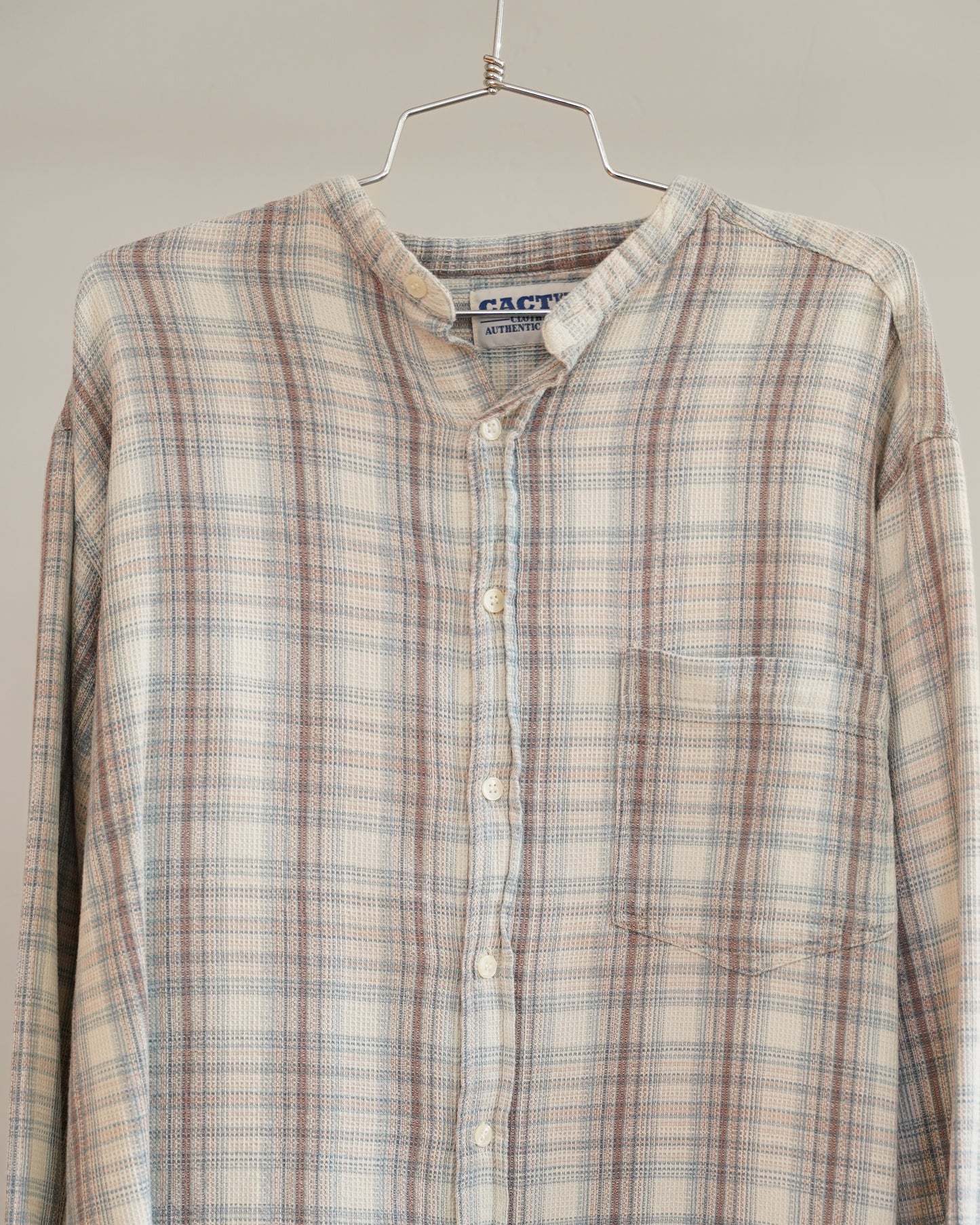 90's Cream Collarless Flannel - XL