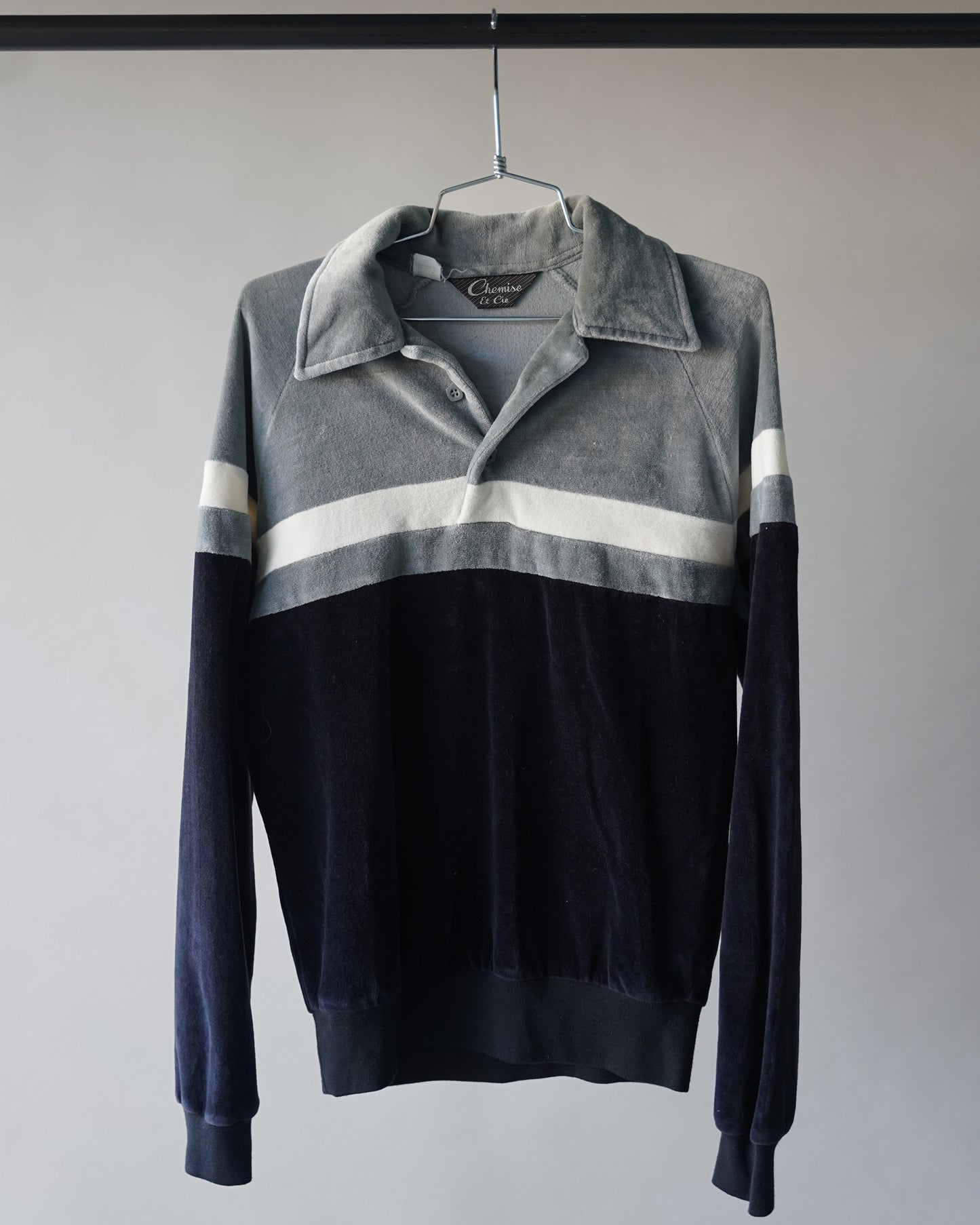 70's Velour Polo Shirt - Medium