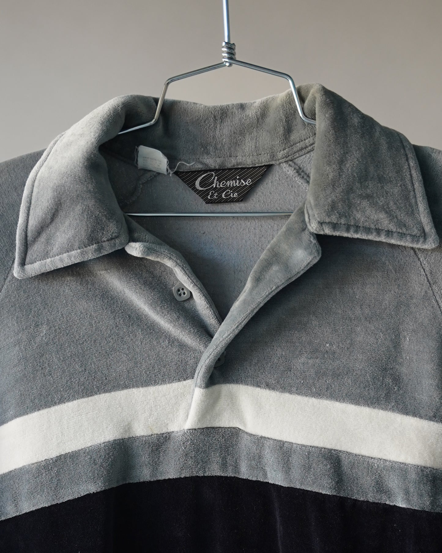 70's Velour Polo Shirt - Medium