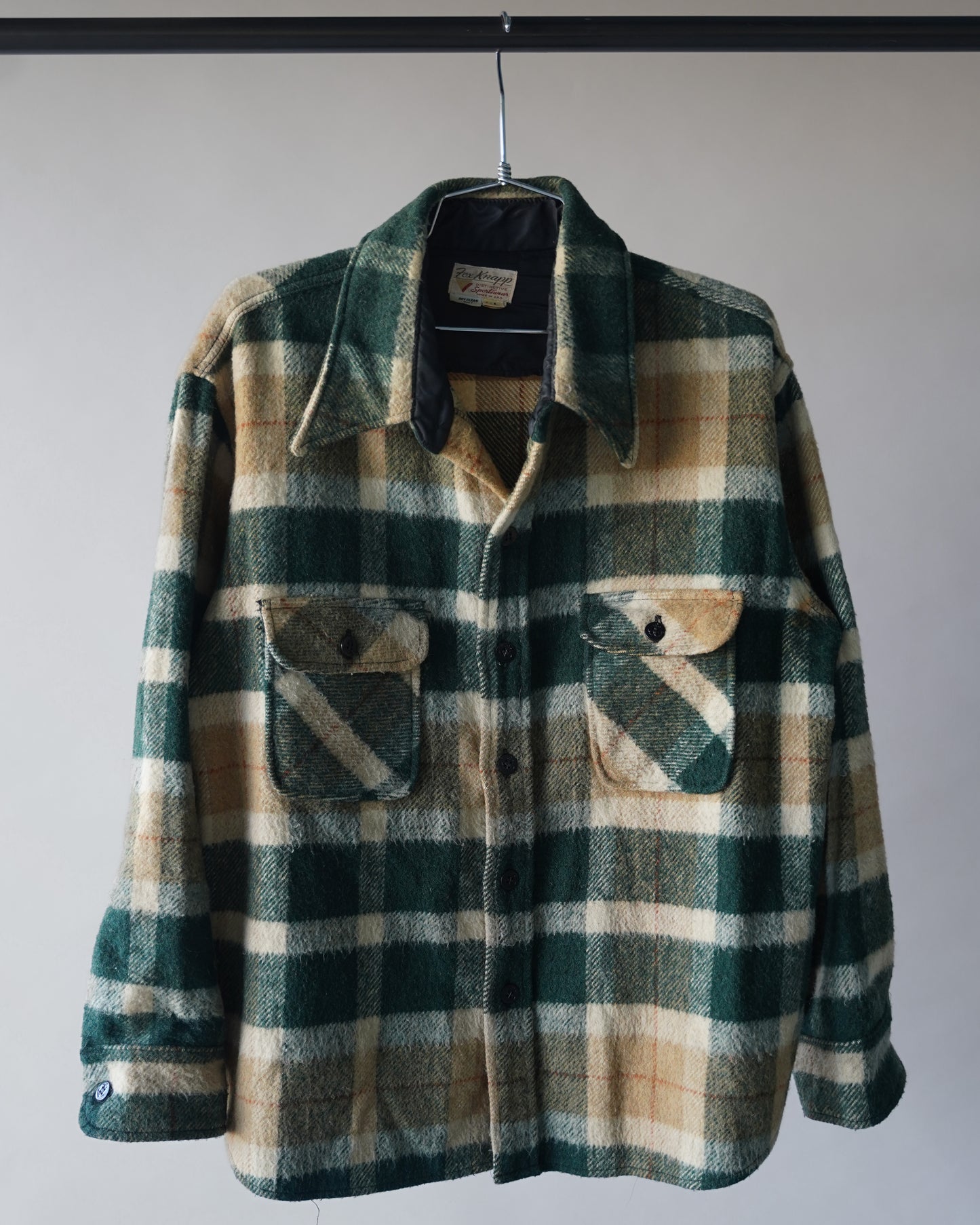 60's Wool Plaid Overshirt - XL