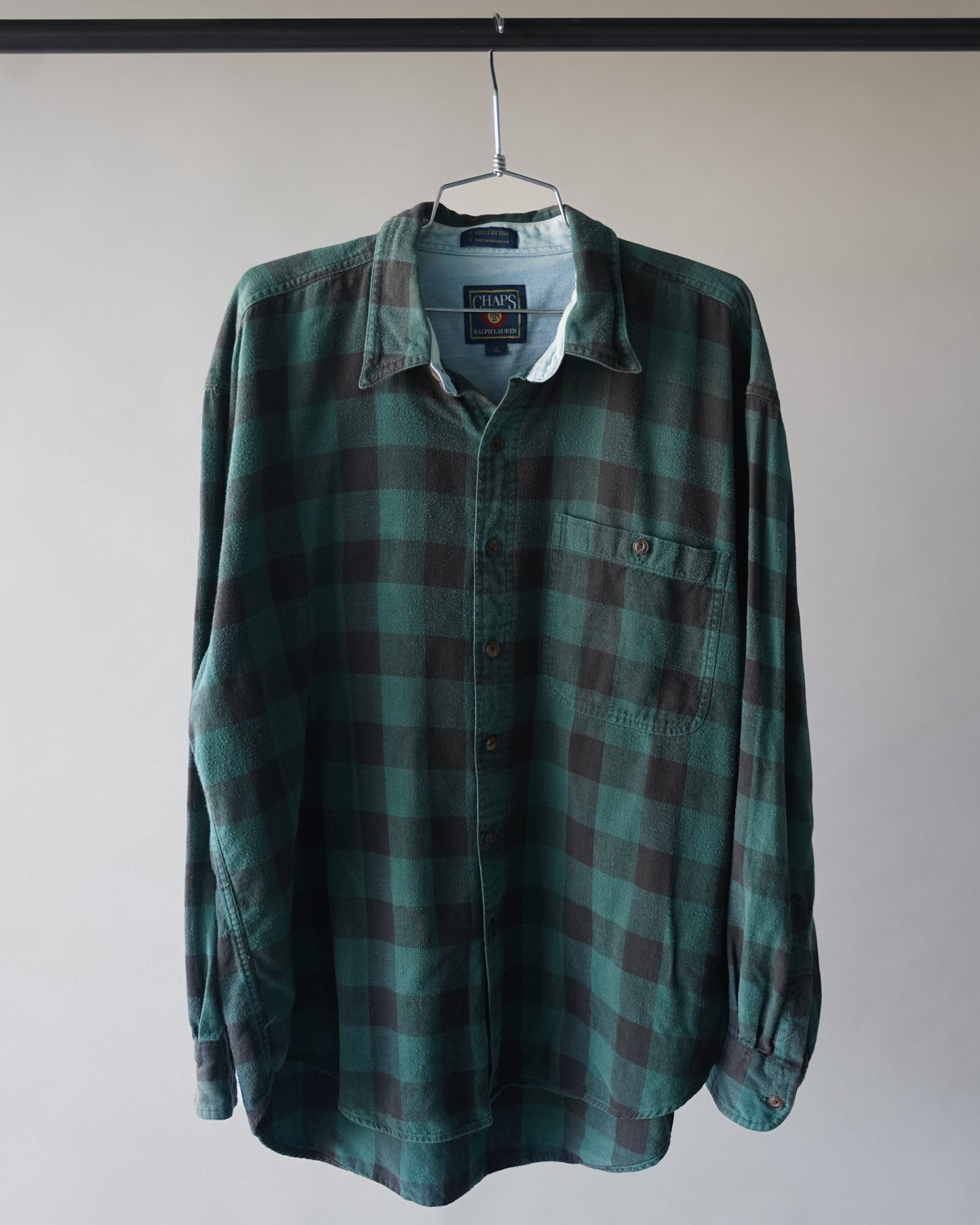 90's Green Plaid Shirt - XL