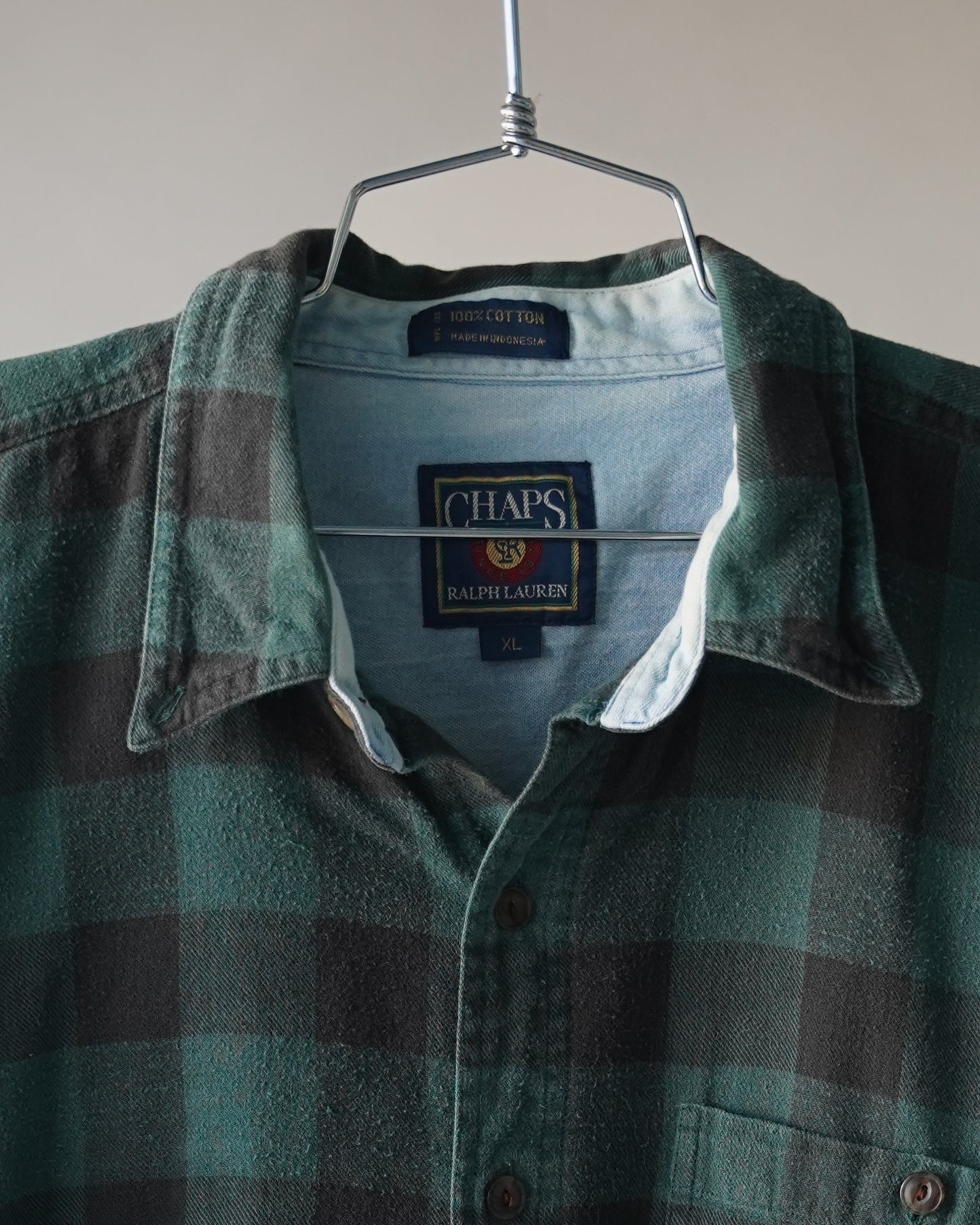 90's Green Plaid Shirt - XL