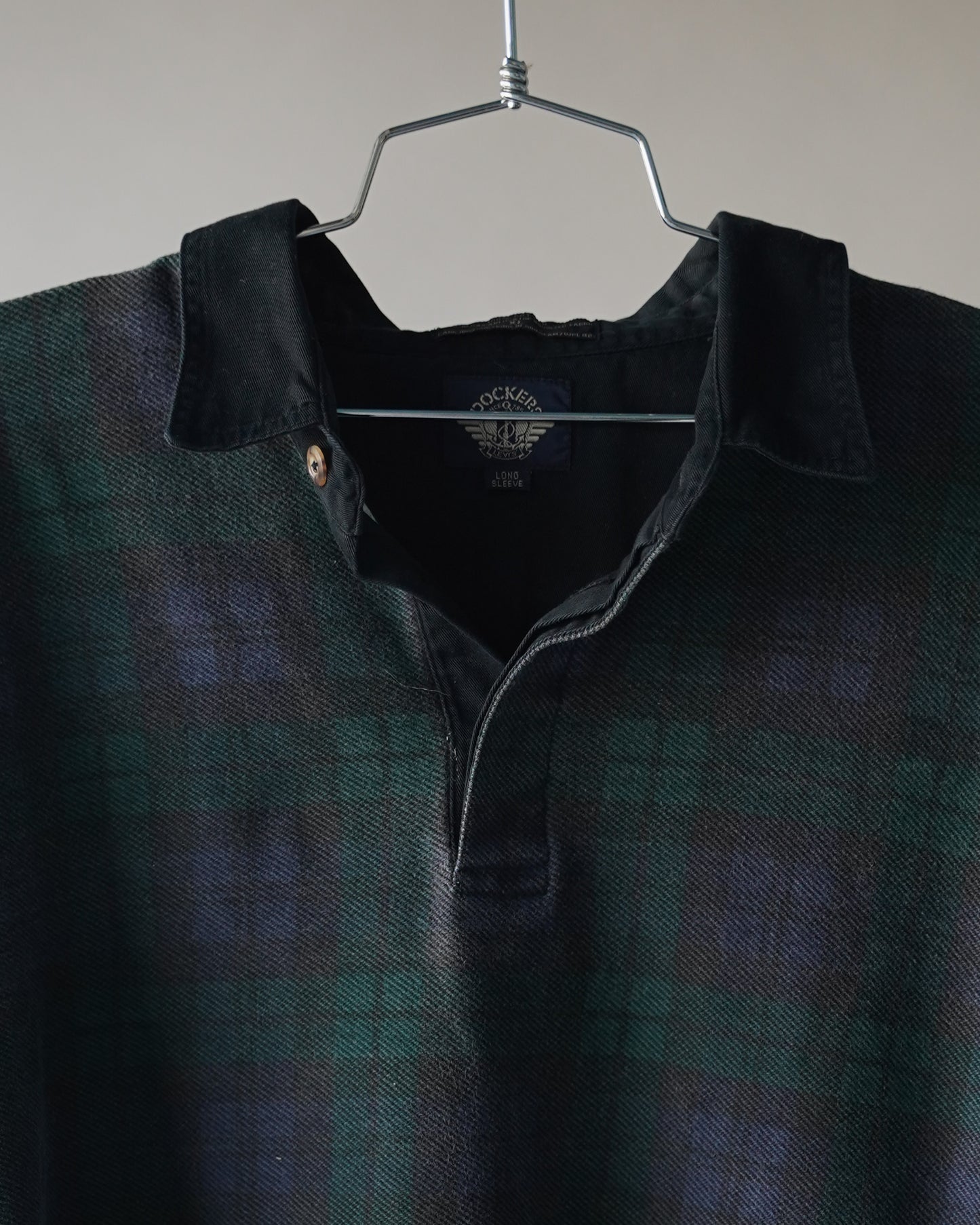90's Long Sleeve Plaid Polo Shirt - XL