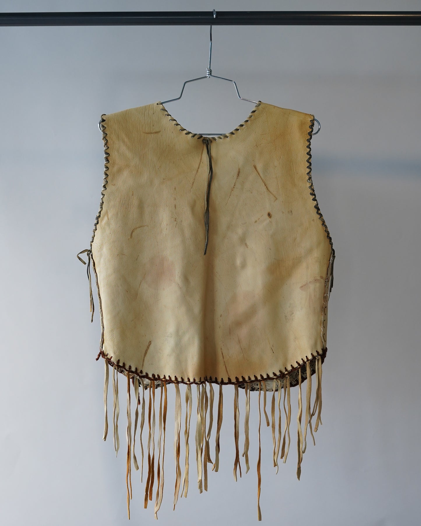 60s Handmade Fringed Leather Vest - Small