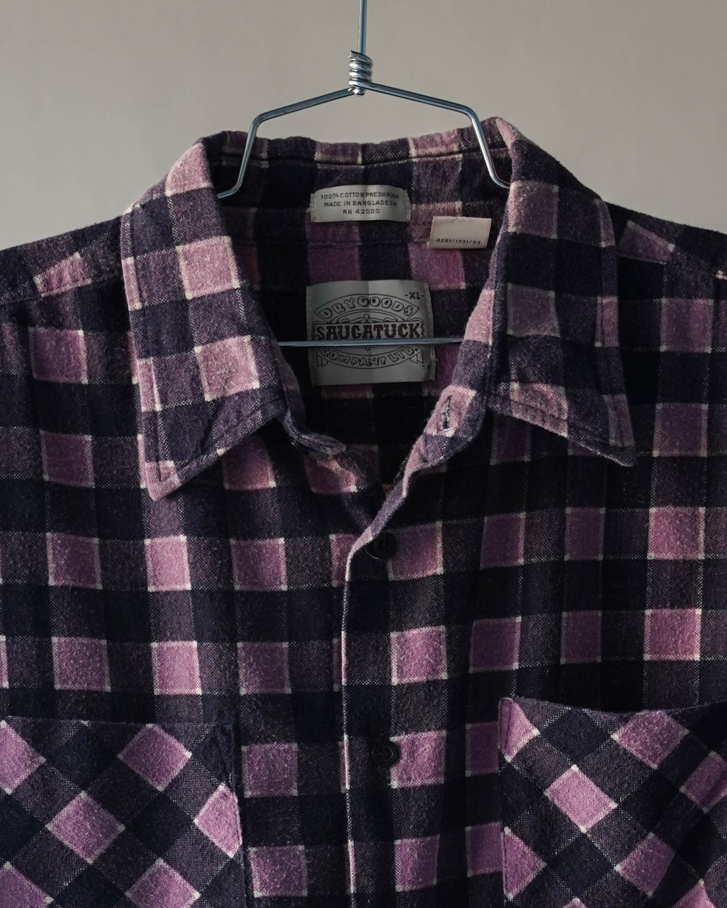 80's Black & Pink Flannel - XL