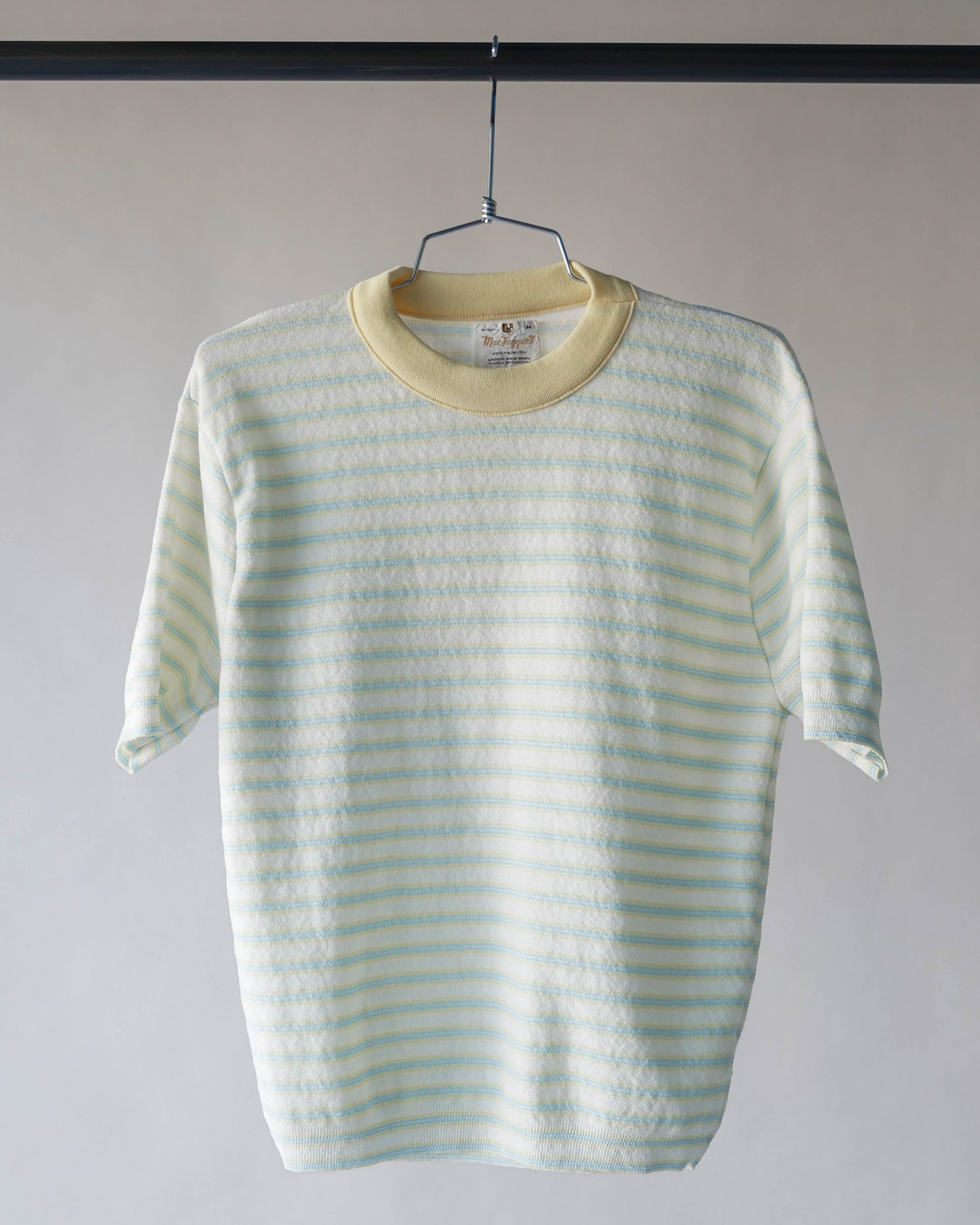 70's Striped Polyester Shortsleeve Top - Medium