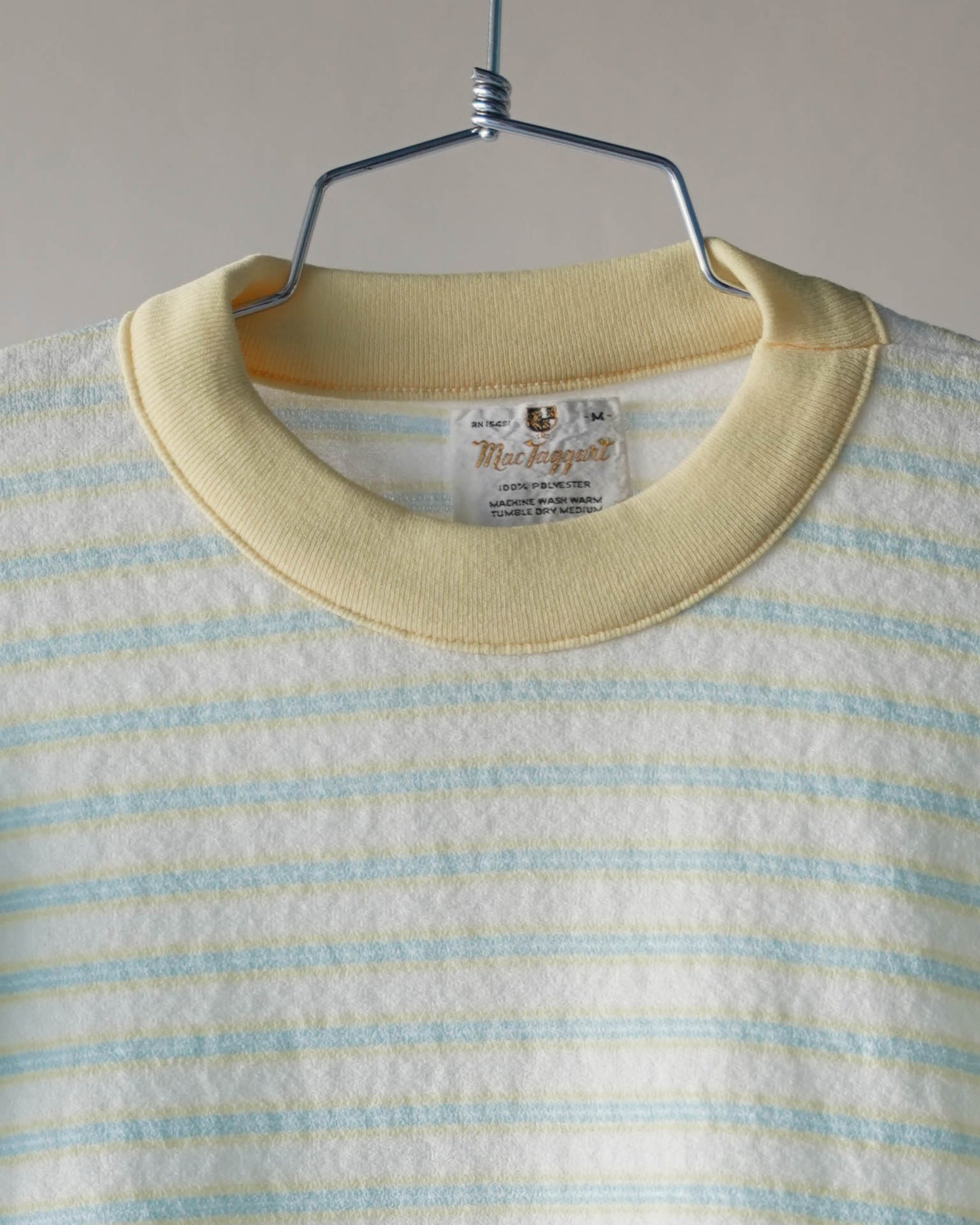 70's Striped Polyester Shortsleeve Top - Medium