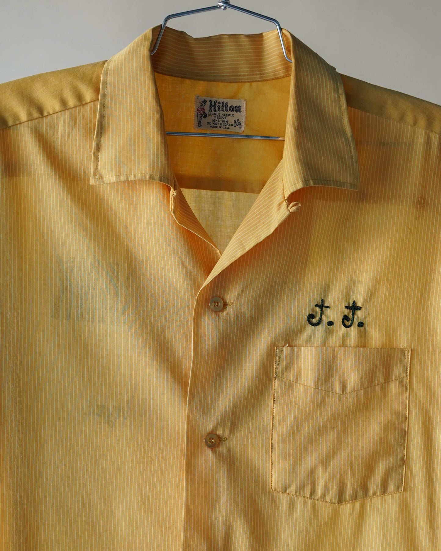 60's Yellow Bowling Loop Collar Shirt - XL