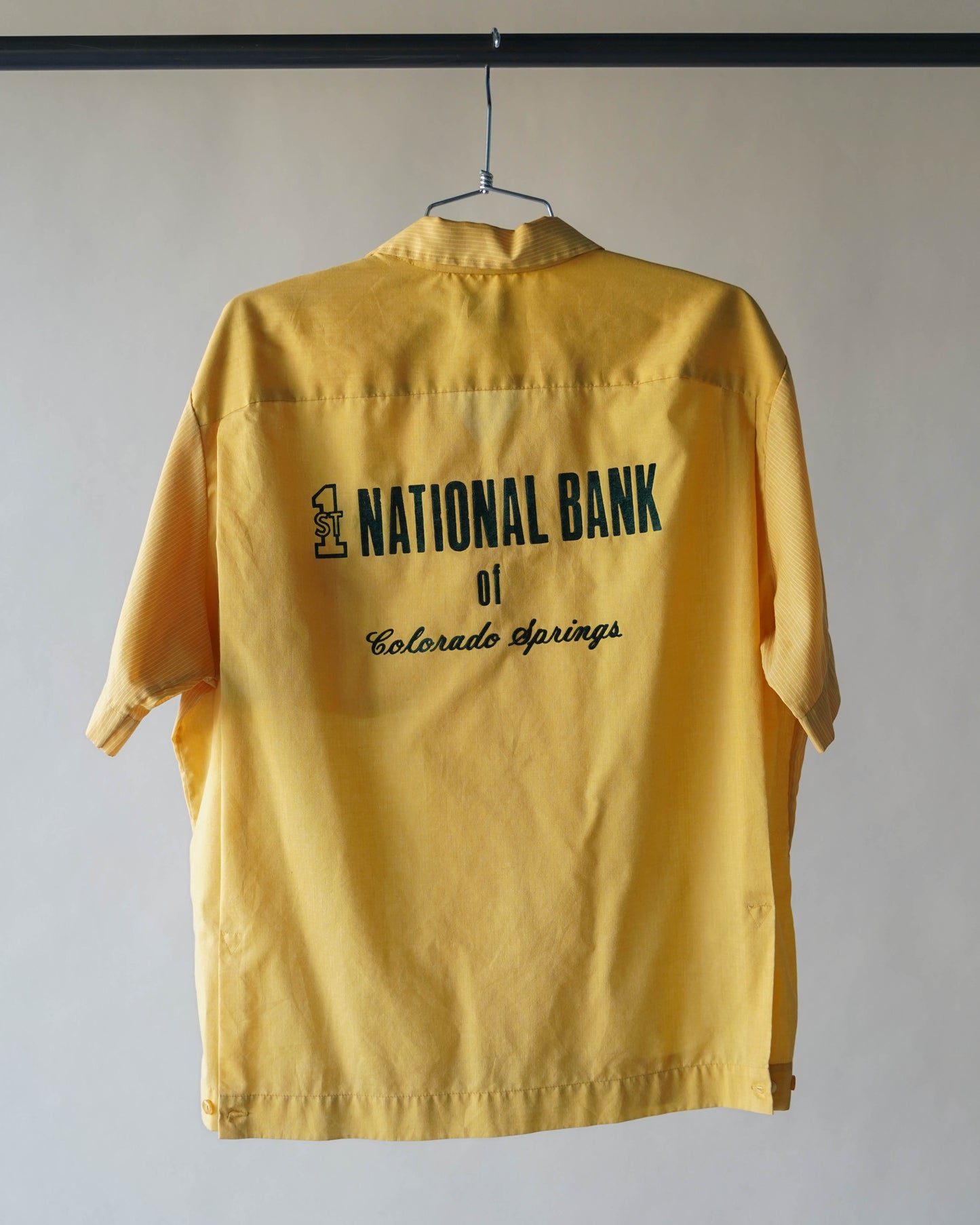60's Yellow Bowling Loop Collar Shirt - XL