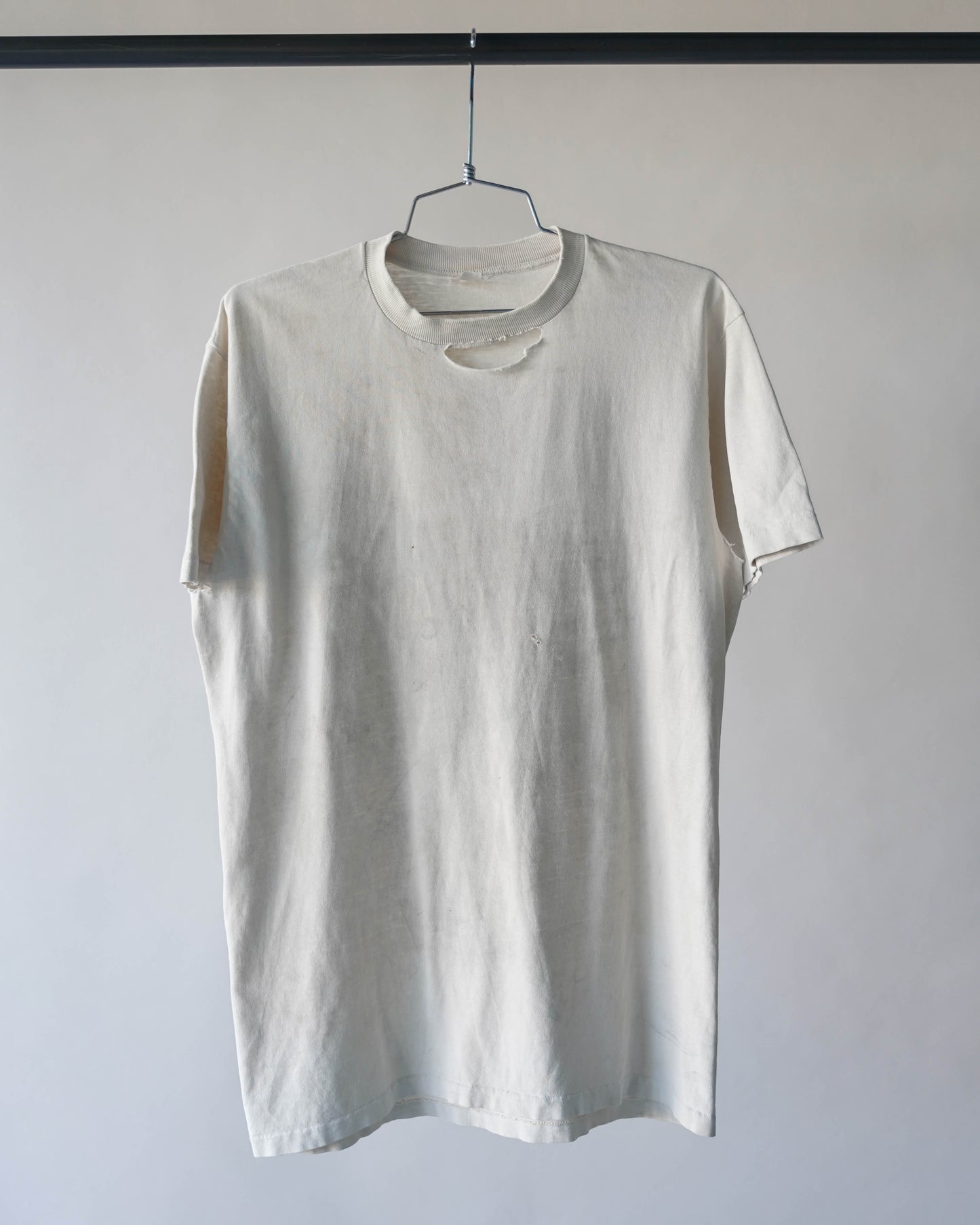 70's JC Penney Distressed & Stained White Tee - Medium