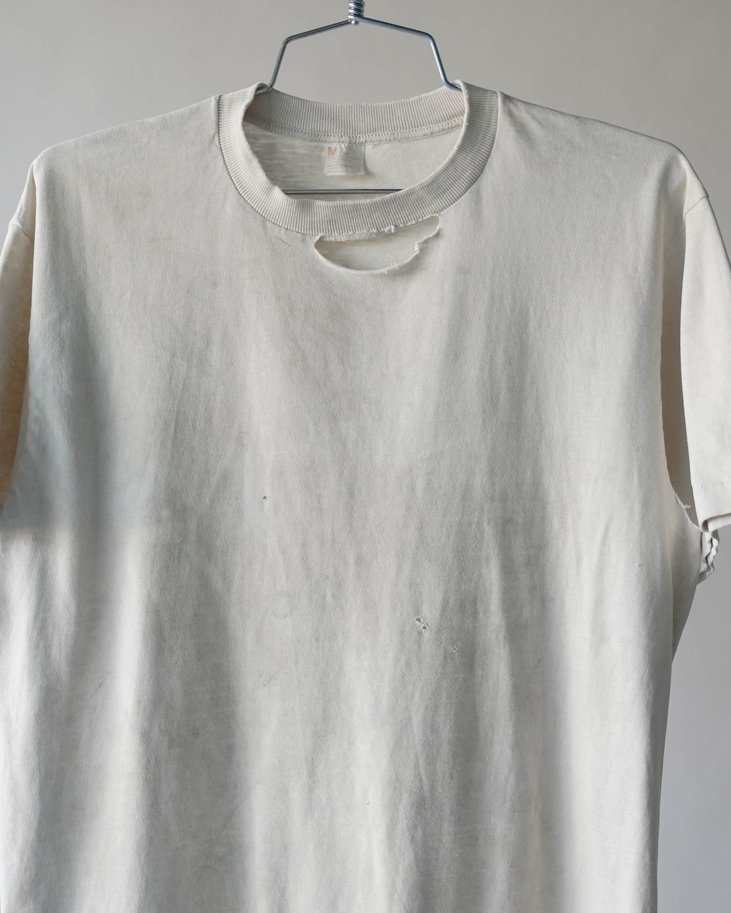 70's JC Penney Distressed & Stained White Tee - Medium