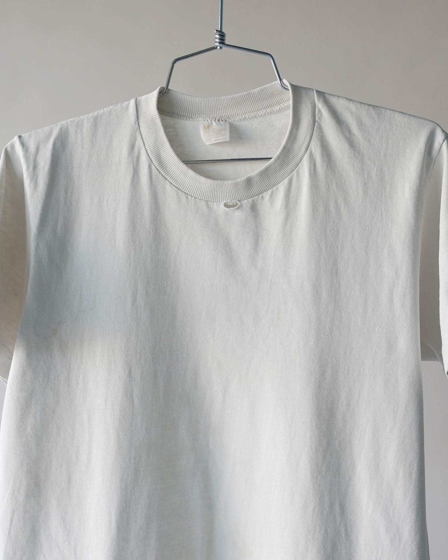 70's JC Penney Distressed & Stained White Tee - Medium