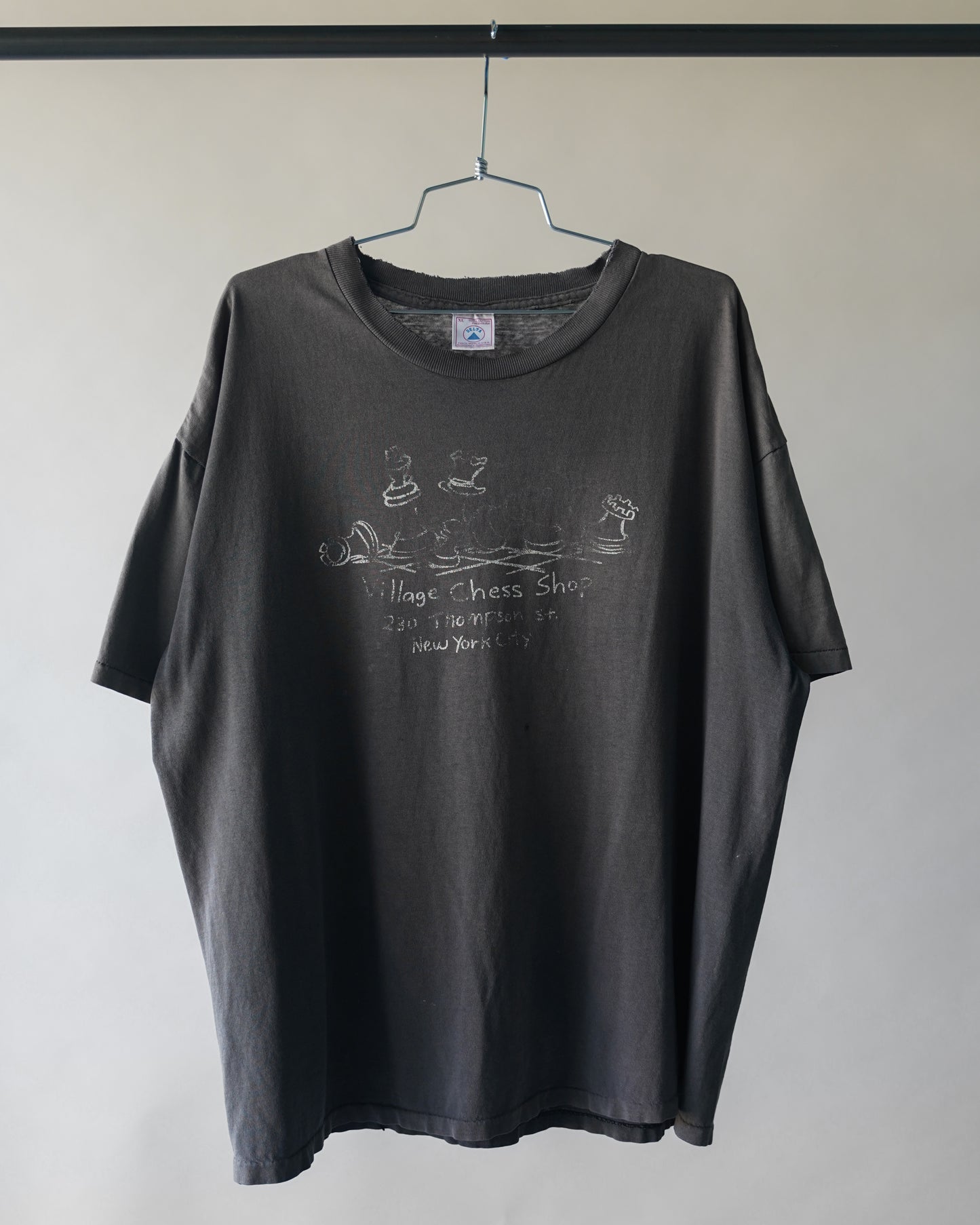 90's Black Faded NYC Village Chess Shop Tee - XL