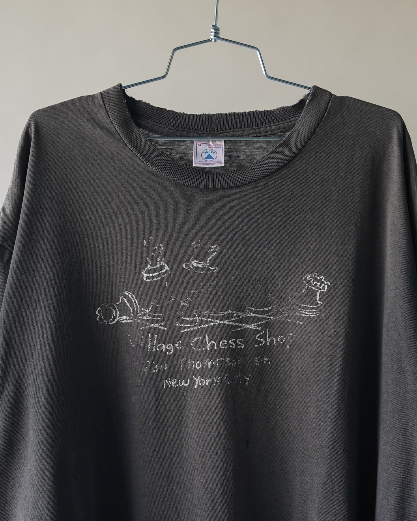 90's Black Faded NYC Village Chess Shop Tee - XL