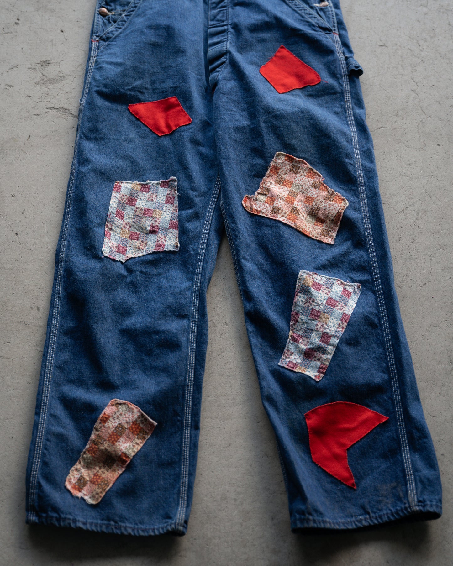 60's Big Mac Denim Overalls w/ Custom Patchwork - 35x31