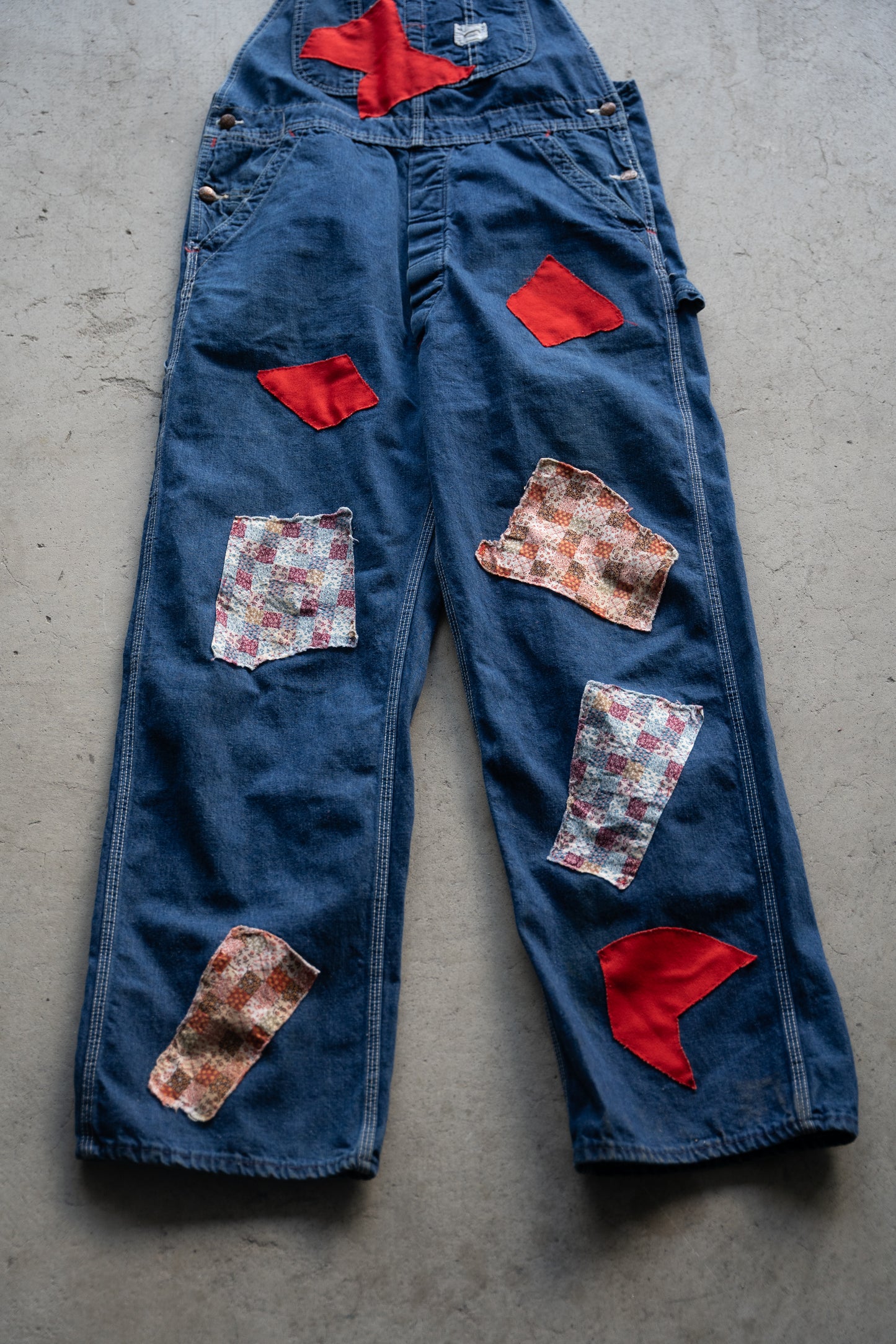60's Big Mac Denim Overalls w/ Custom Patchwork - 35x31
