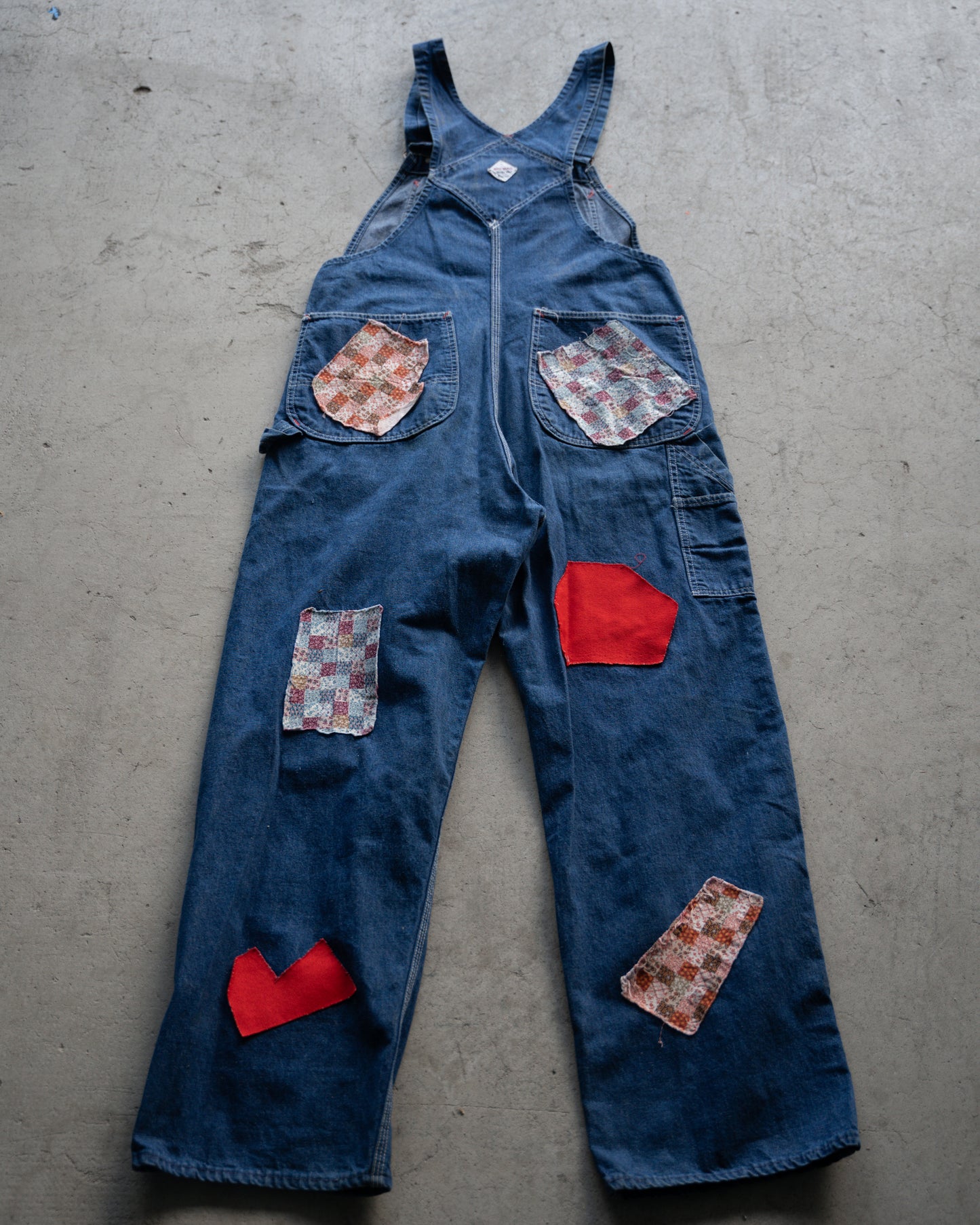 60's Big Mac Denim Overalls w/ Custom Patchwork - 35x31