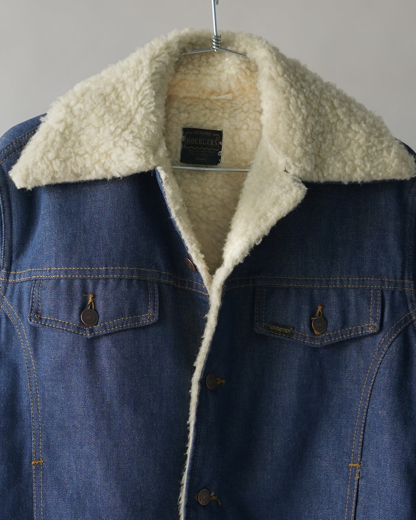 70's Sears Denim Sherpa Jacket - Medium