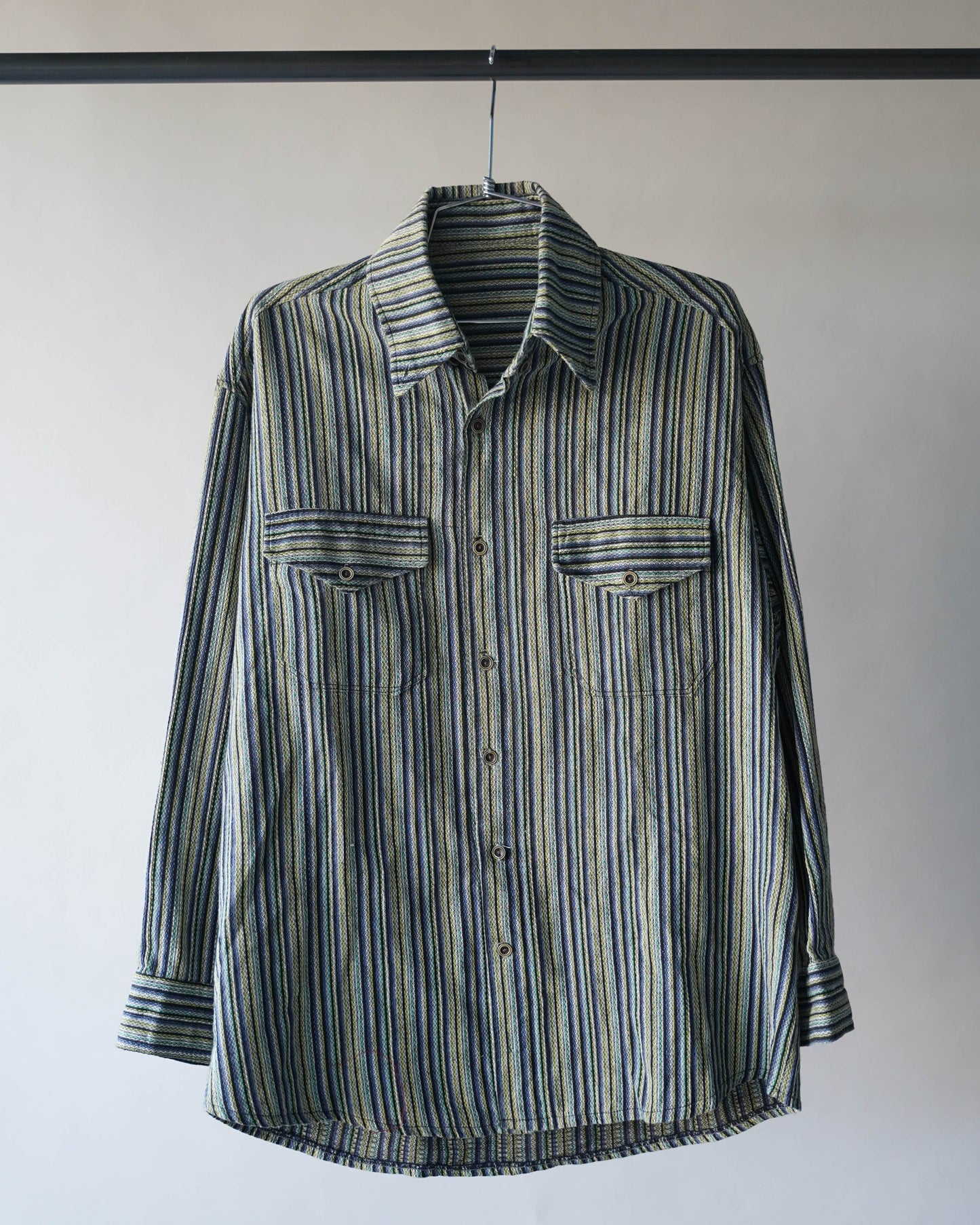 Hand Made Multi Colored Cotton Button Up Shirt - XL