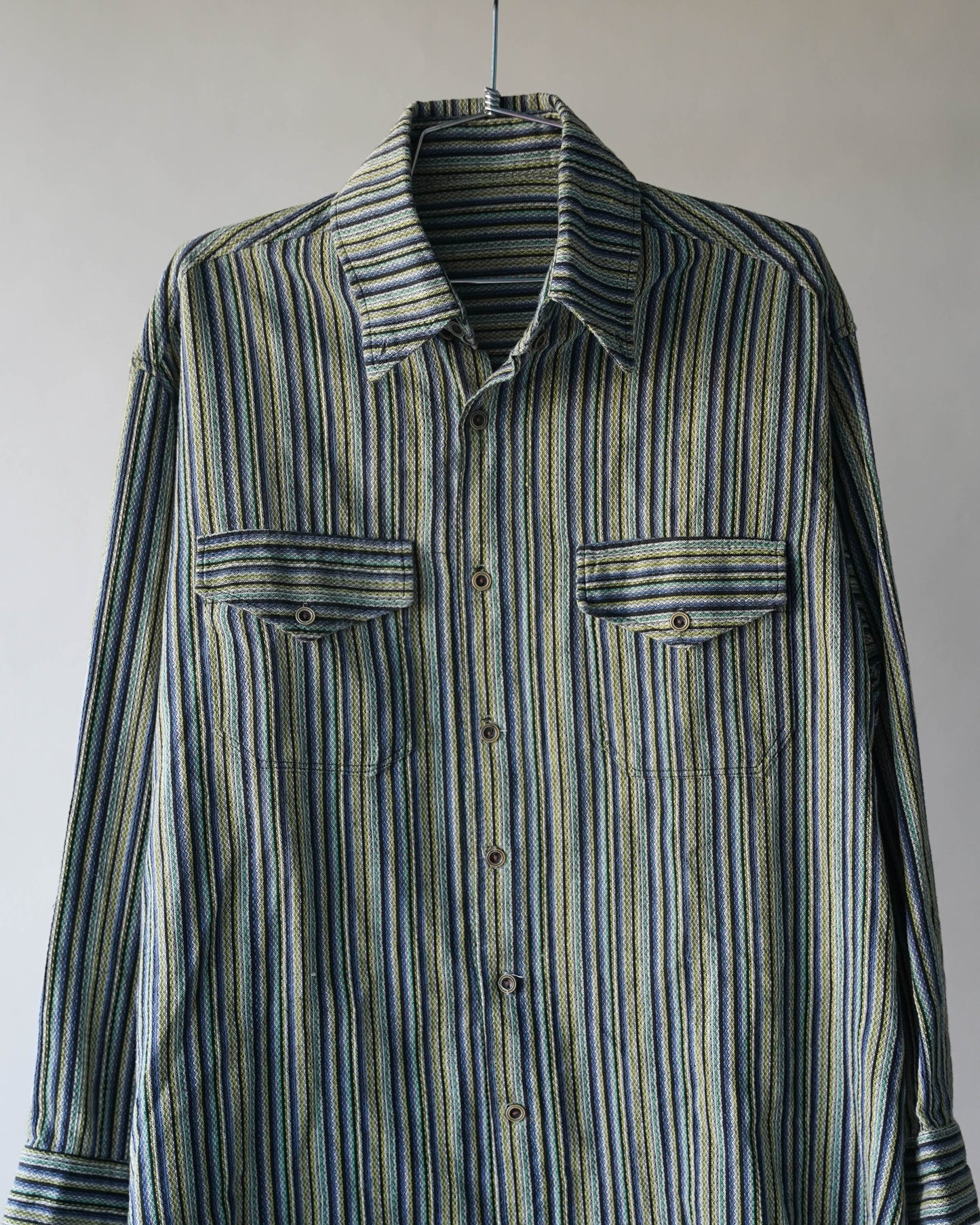 Hand Made Multi Colored Cotton Button Up Shirt - XL