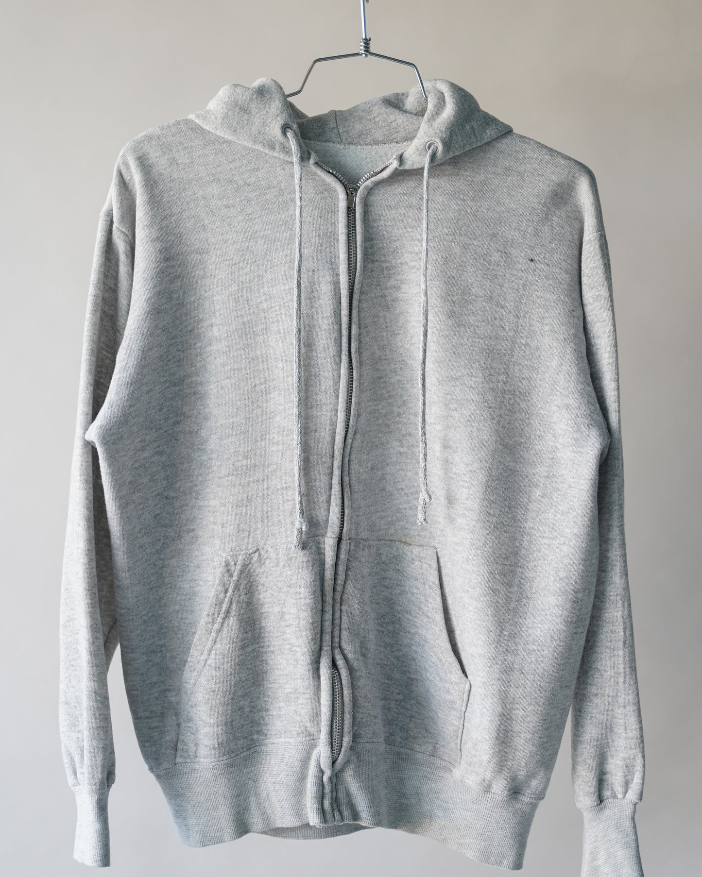 80's Grey Zip Up Hoodie - Medium