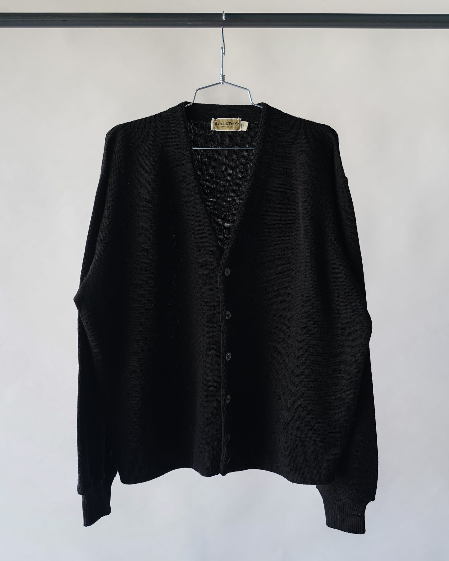 70's Harris & Frank Black Wool Cardigan - XL