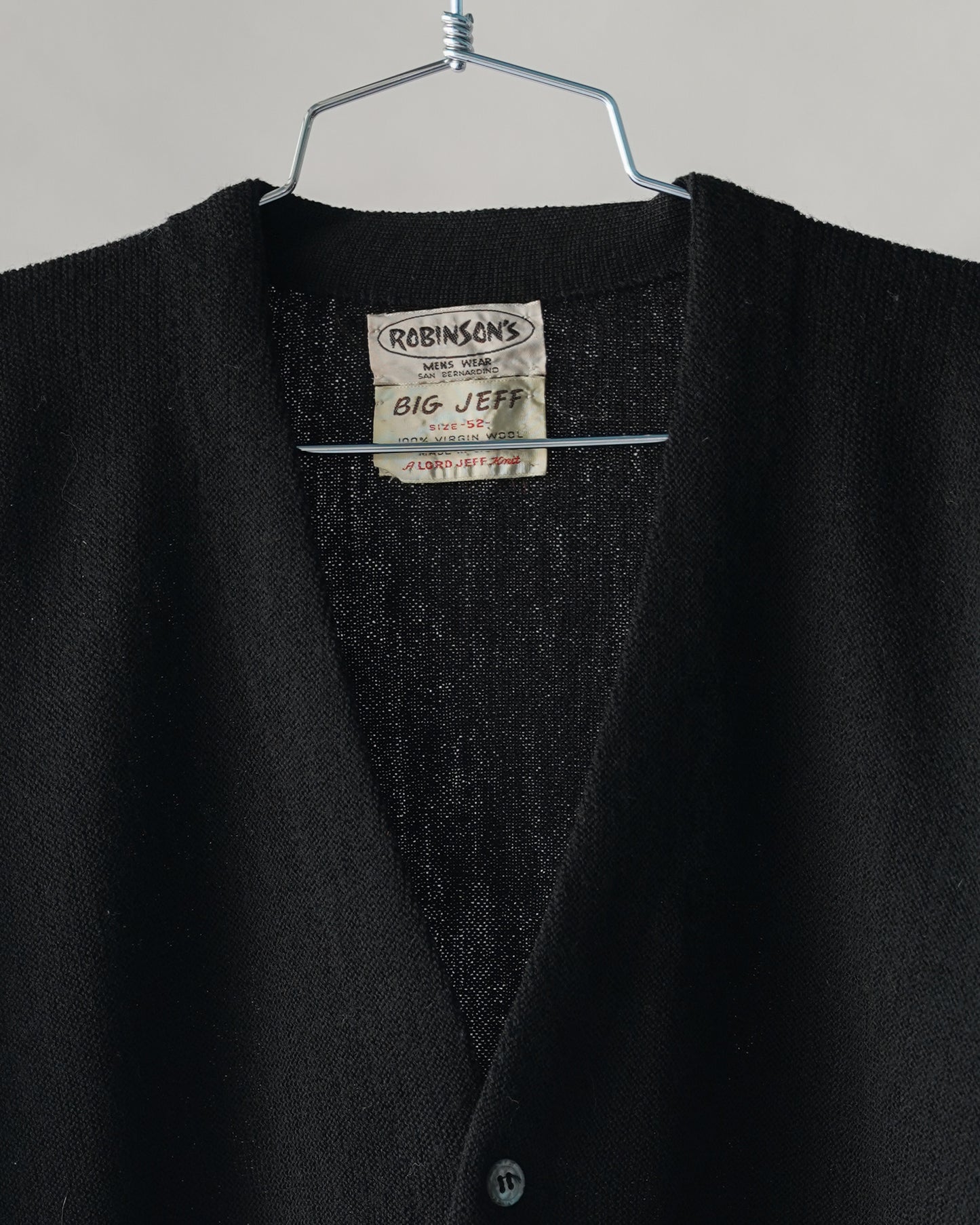 70's Robinson's Black Wool Cardigan - XXL