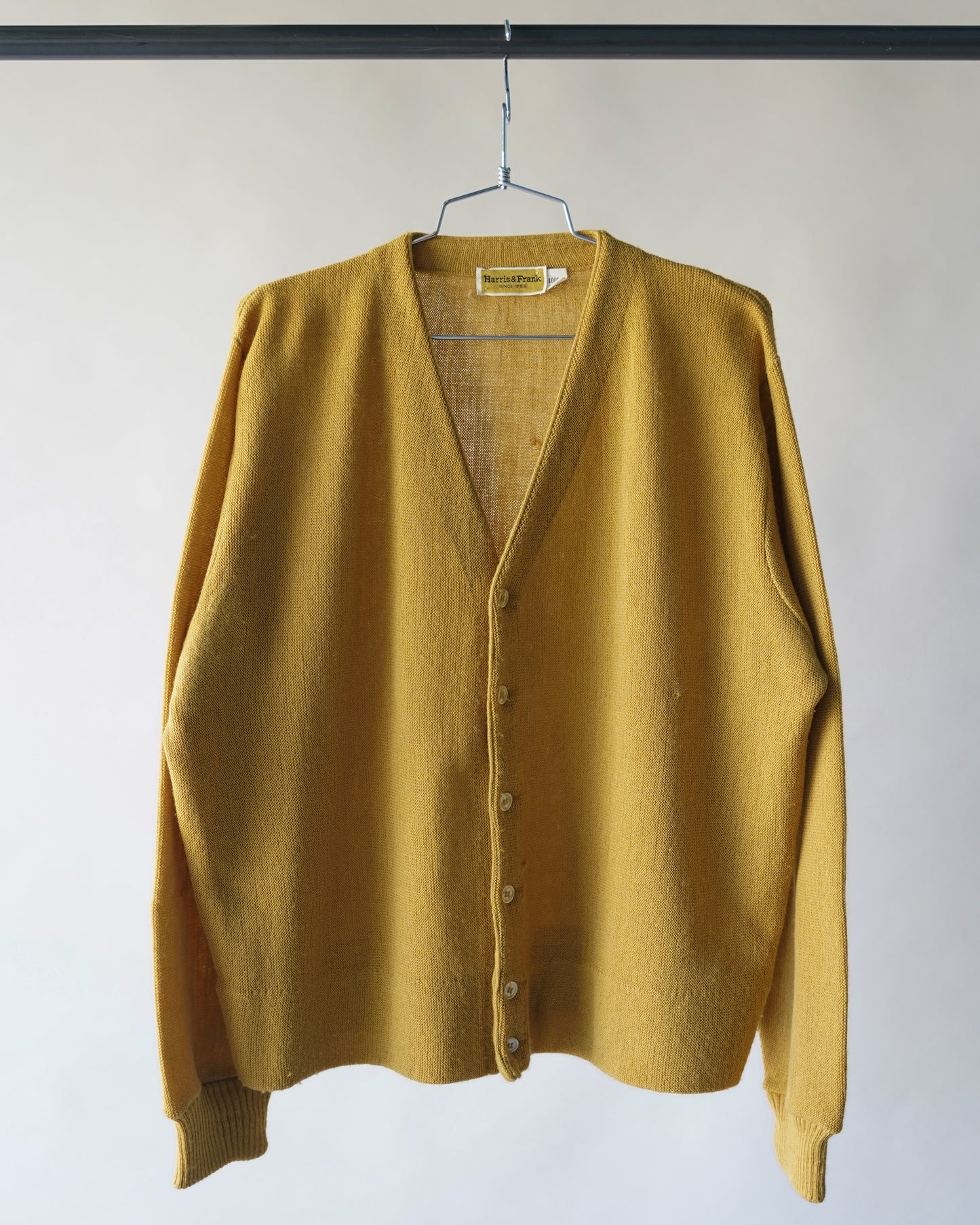 70's Harris & Frank Yellow Wool Cardigan - XL