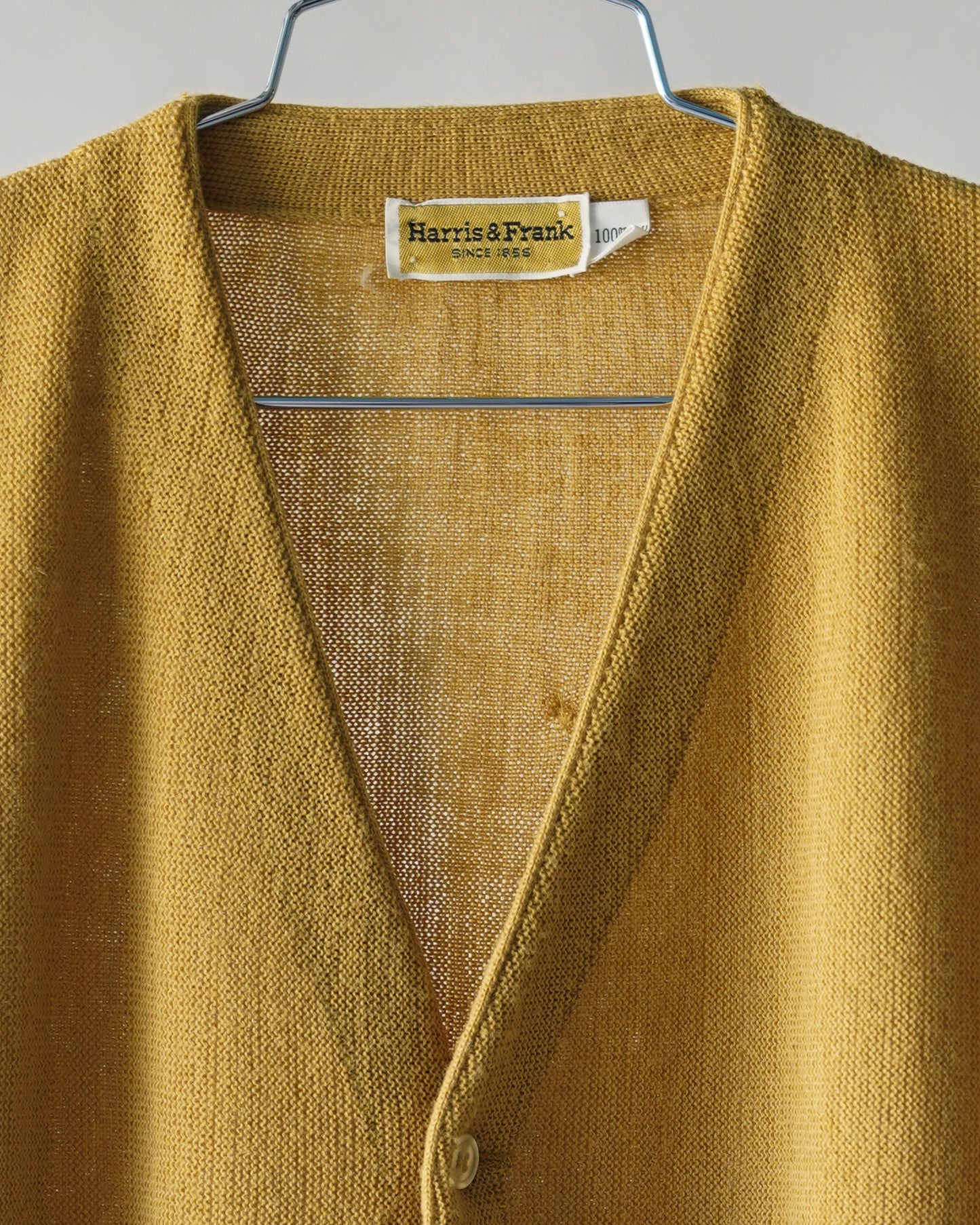70's Harris & Frank Yellow Wool Cardigan - XL