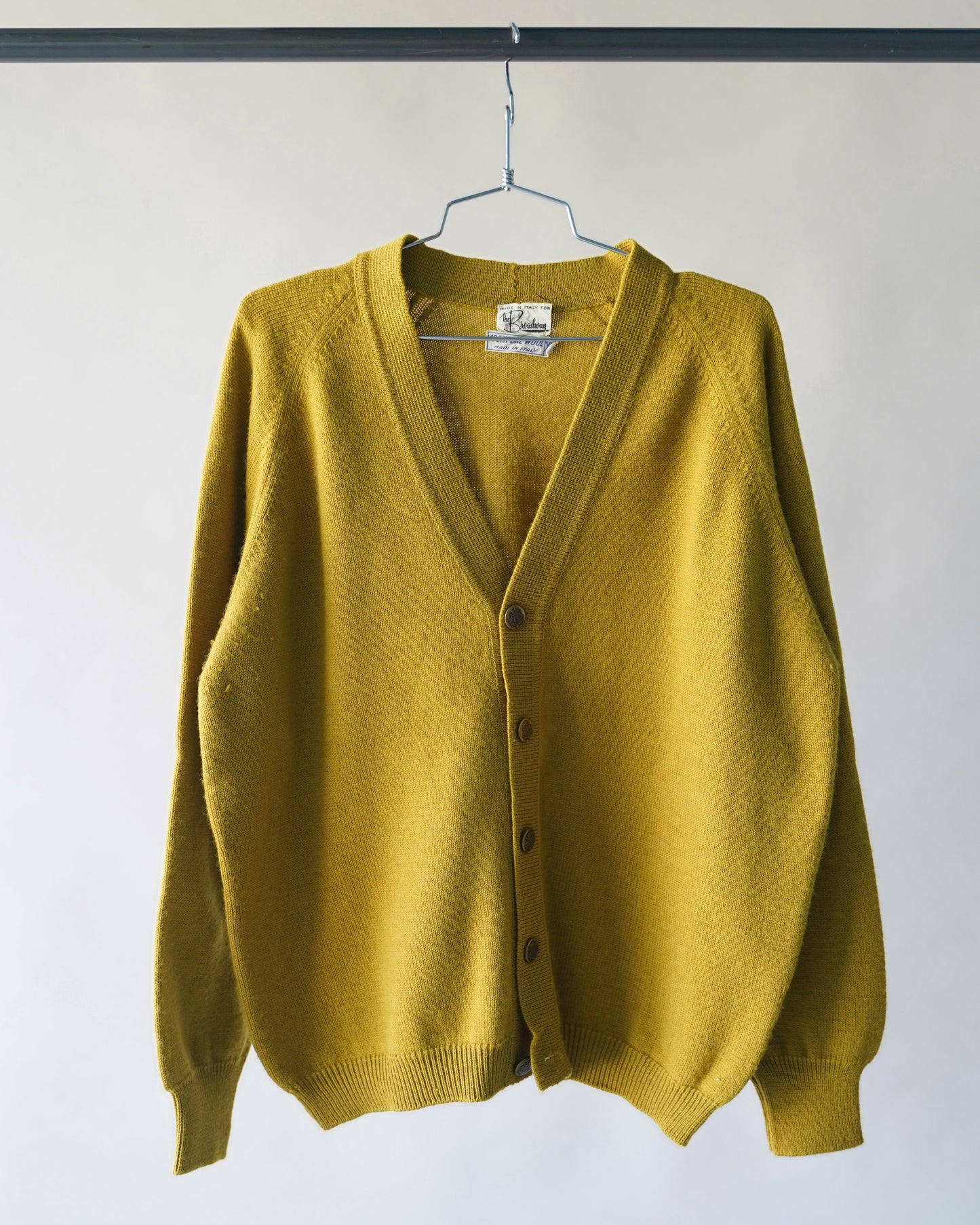 70's Mustard Yellow Wool Cardigan - Large