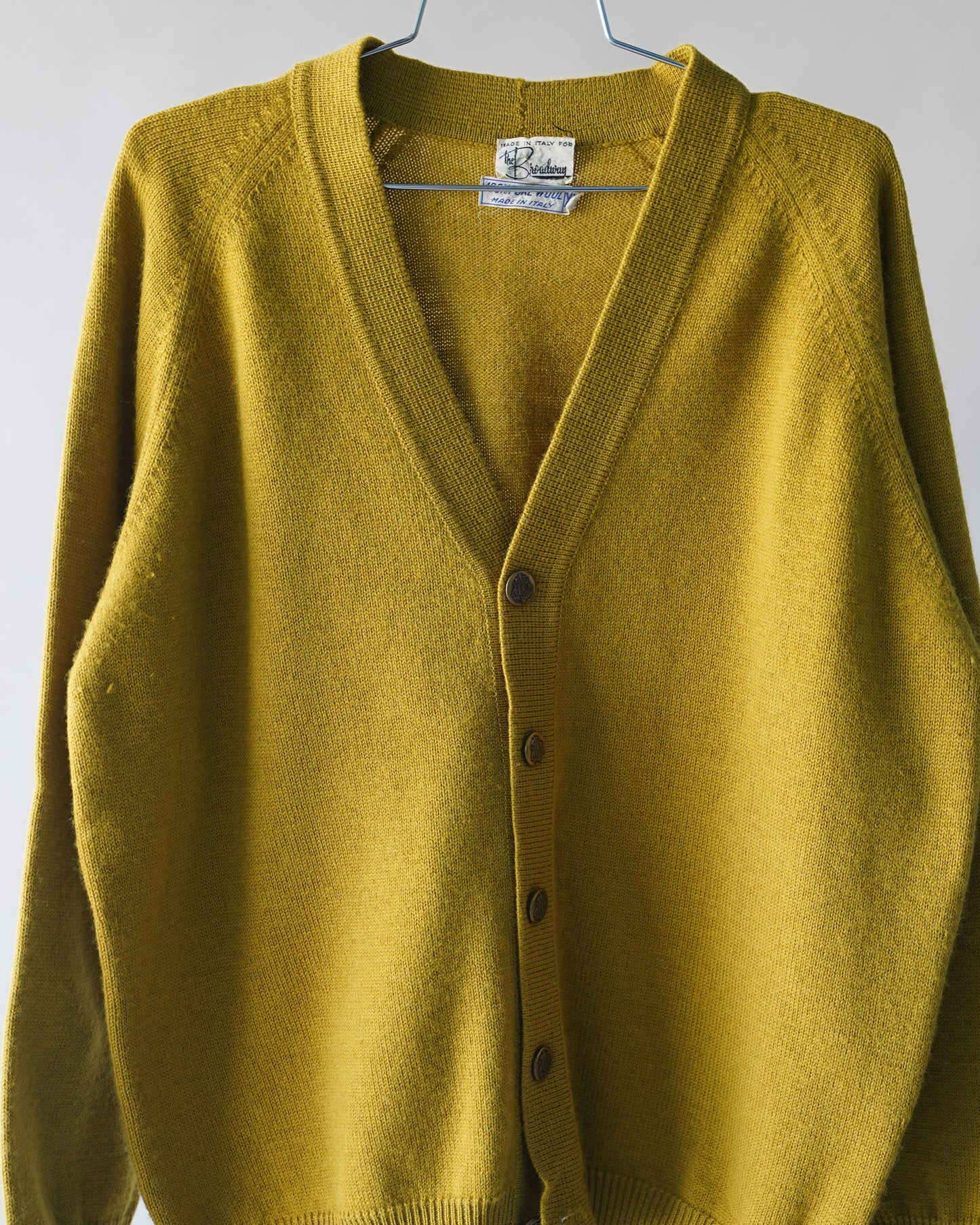 70's Mustard Yellow Wool Cardigan - Large