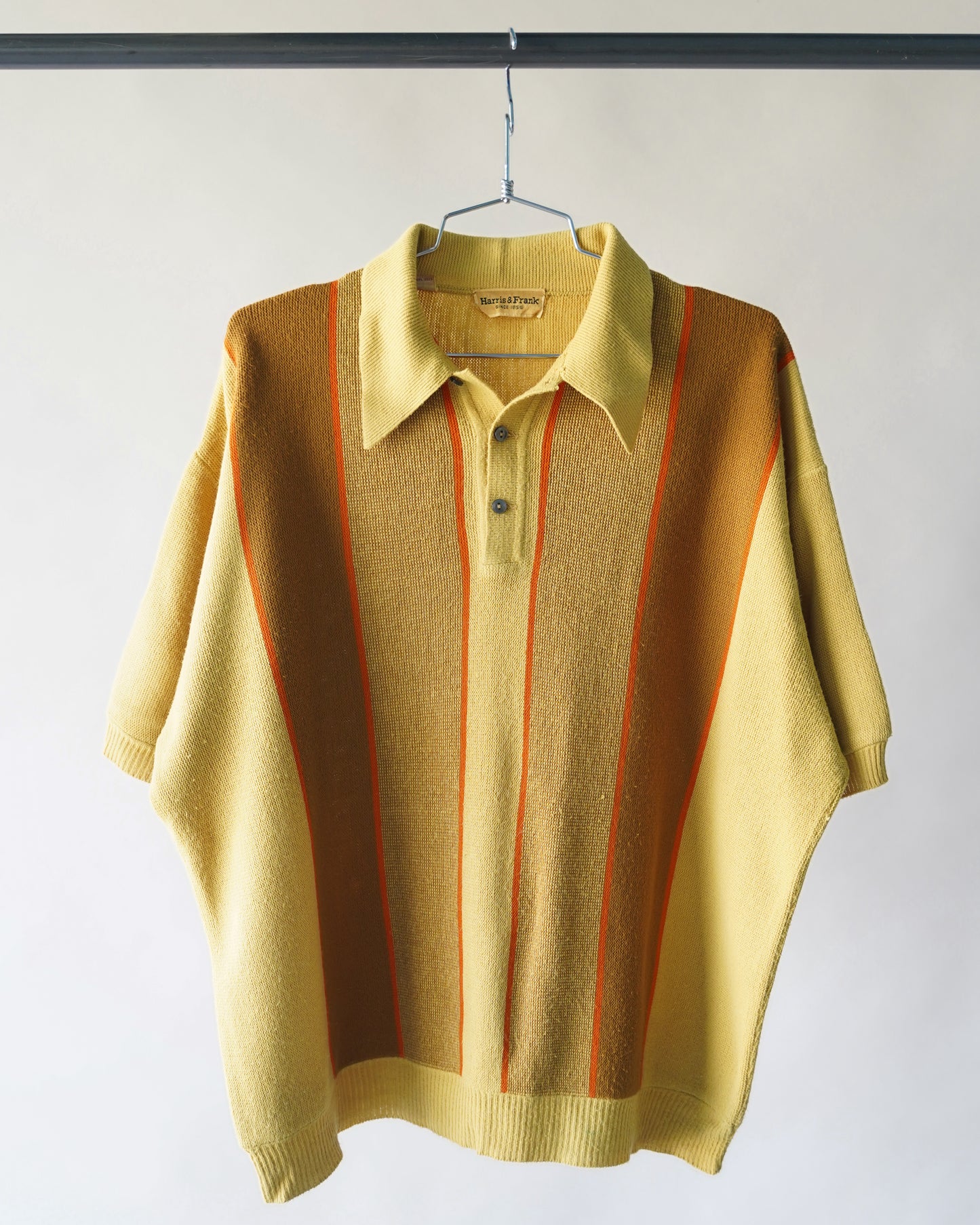 70's Yellow & Orange Wool Polo Shirt - XL