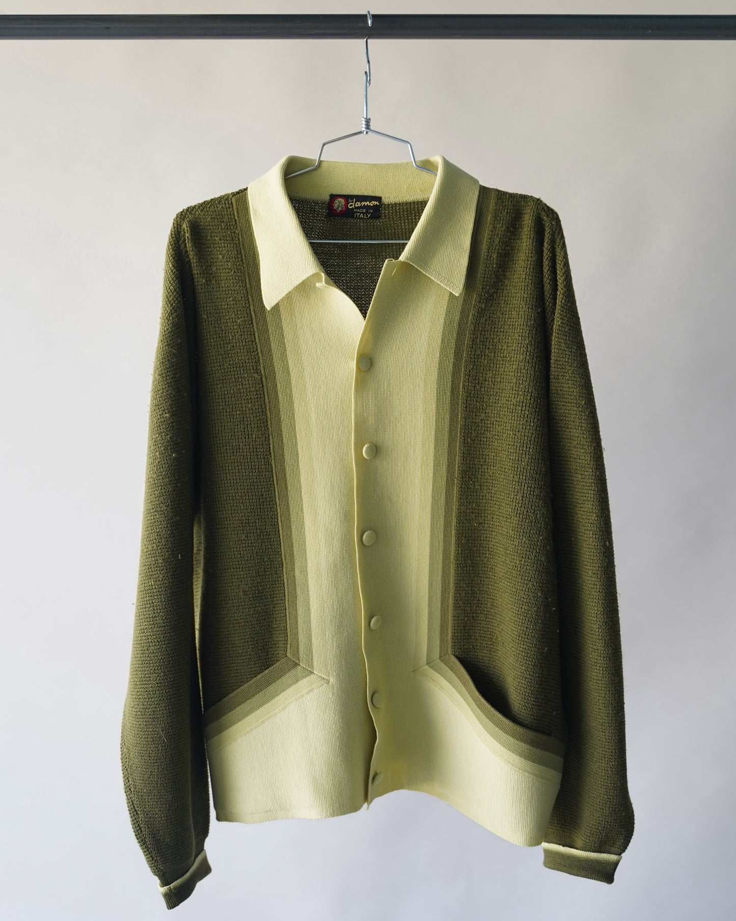 70's Green Longsleeve Polo Shirt - XL