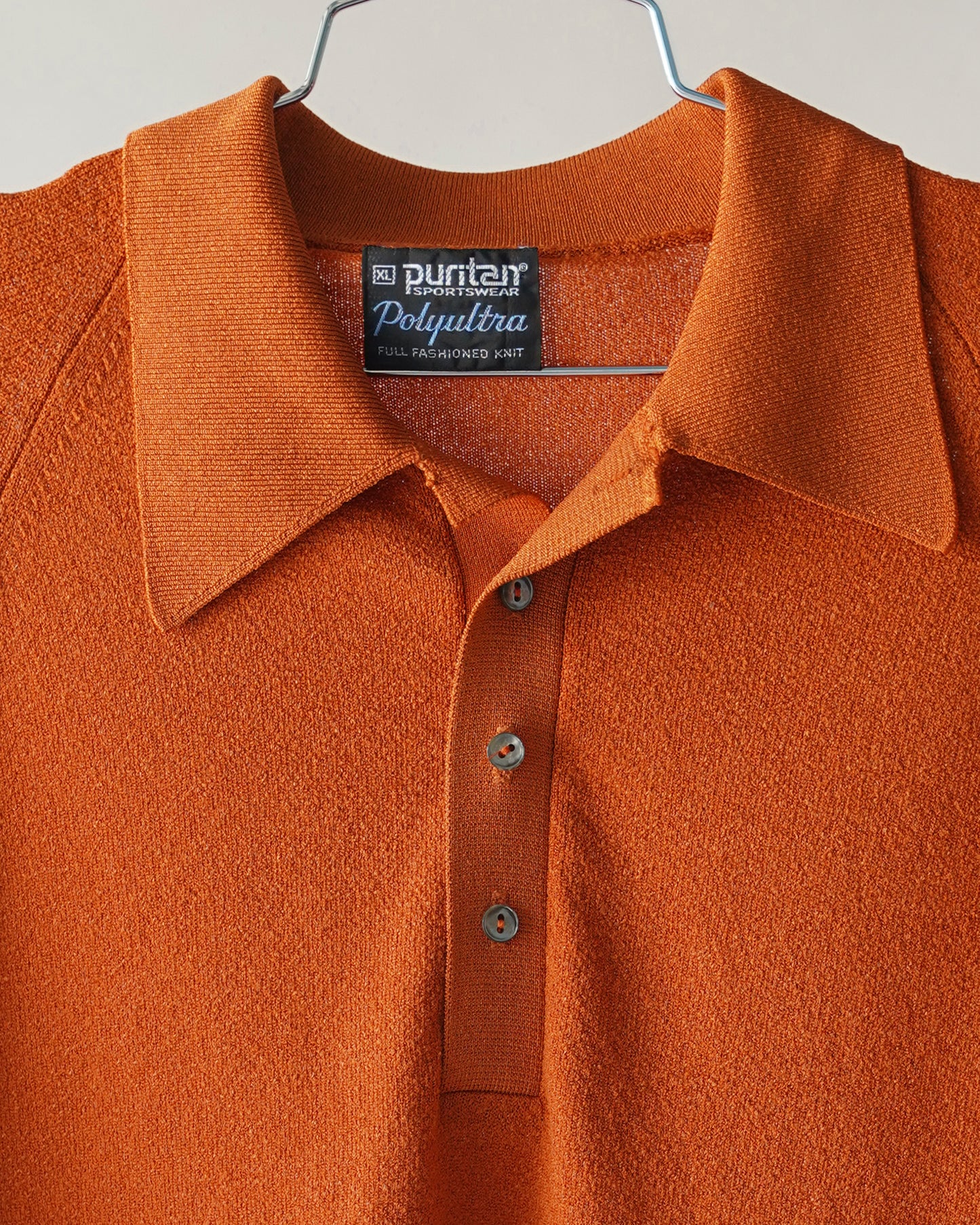 70's Orange Polyester Polo Shirt - Large
