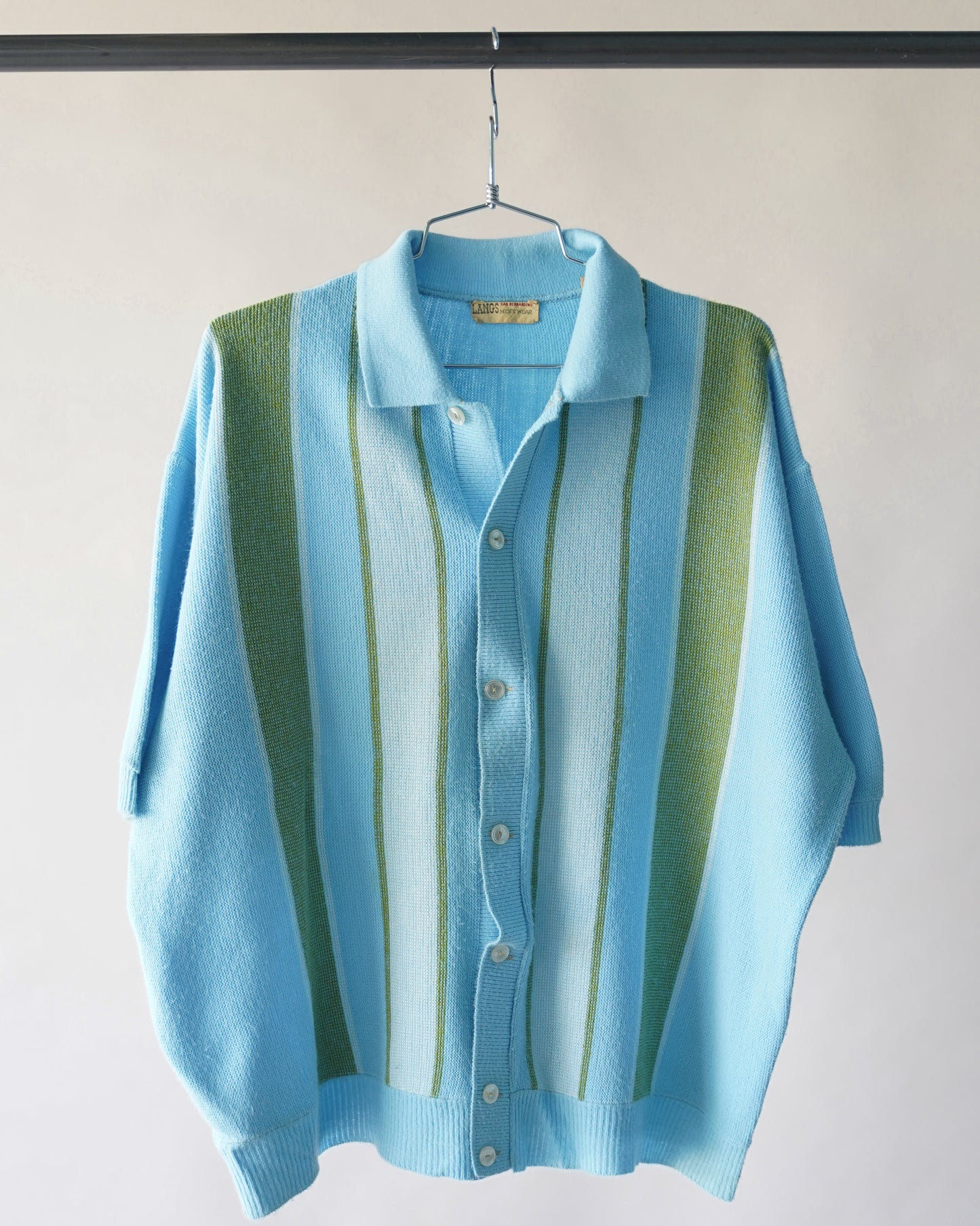70's Blue & Green Shortsleeve Polo Shirt - XL