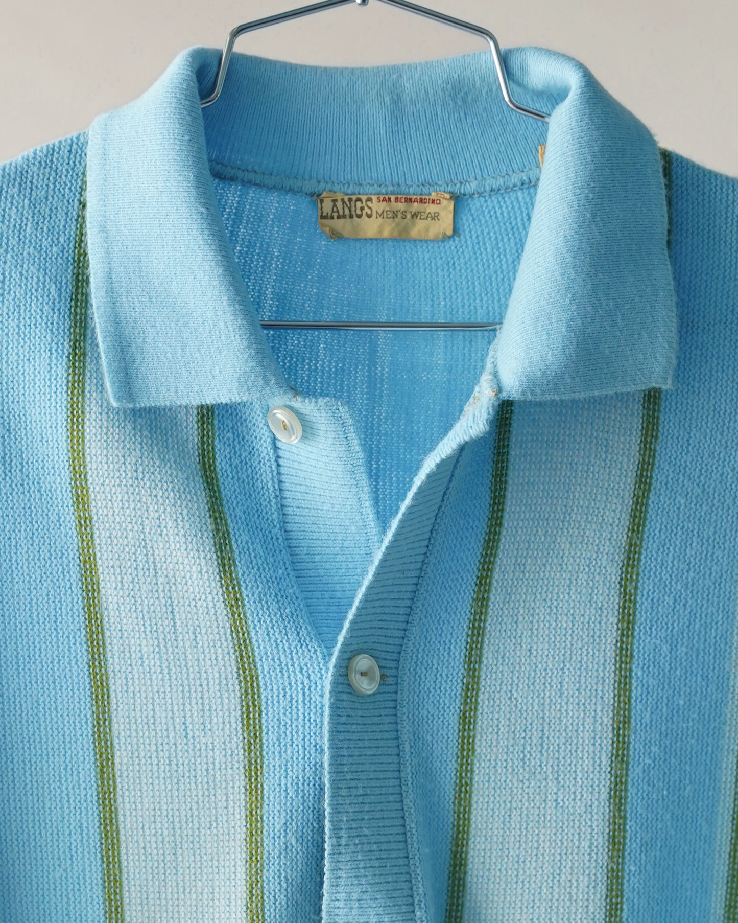 70's Blue & Green Shortsleeve Polo Shirt - XL