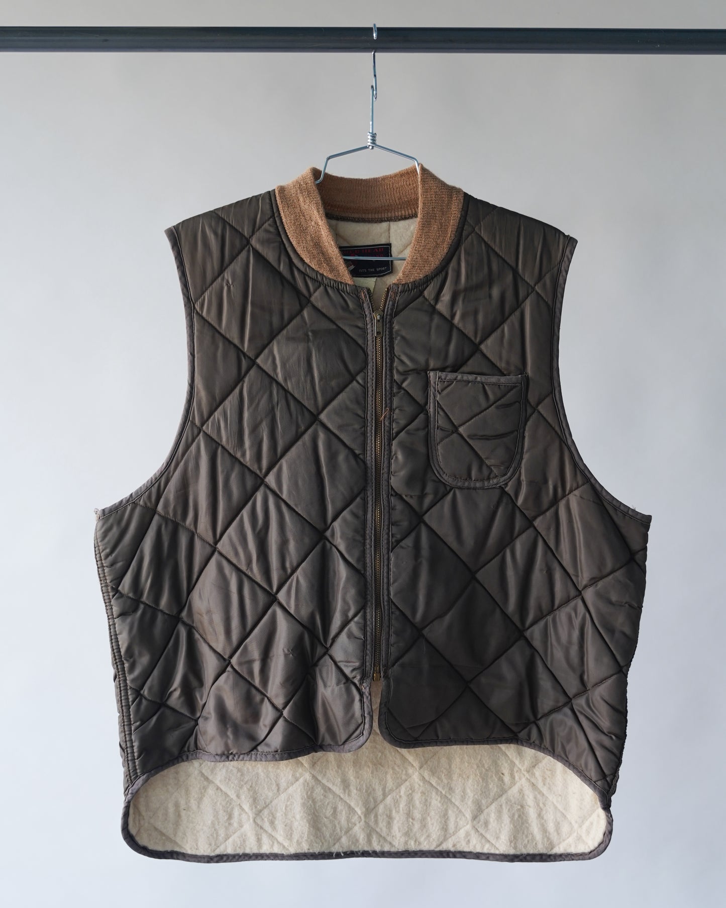 70's Brown Quilted Vest - Medium