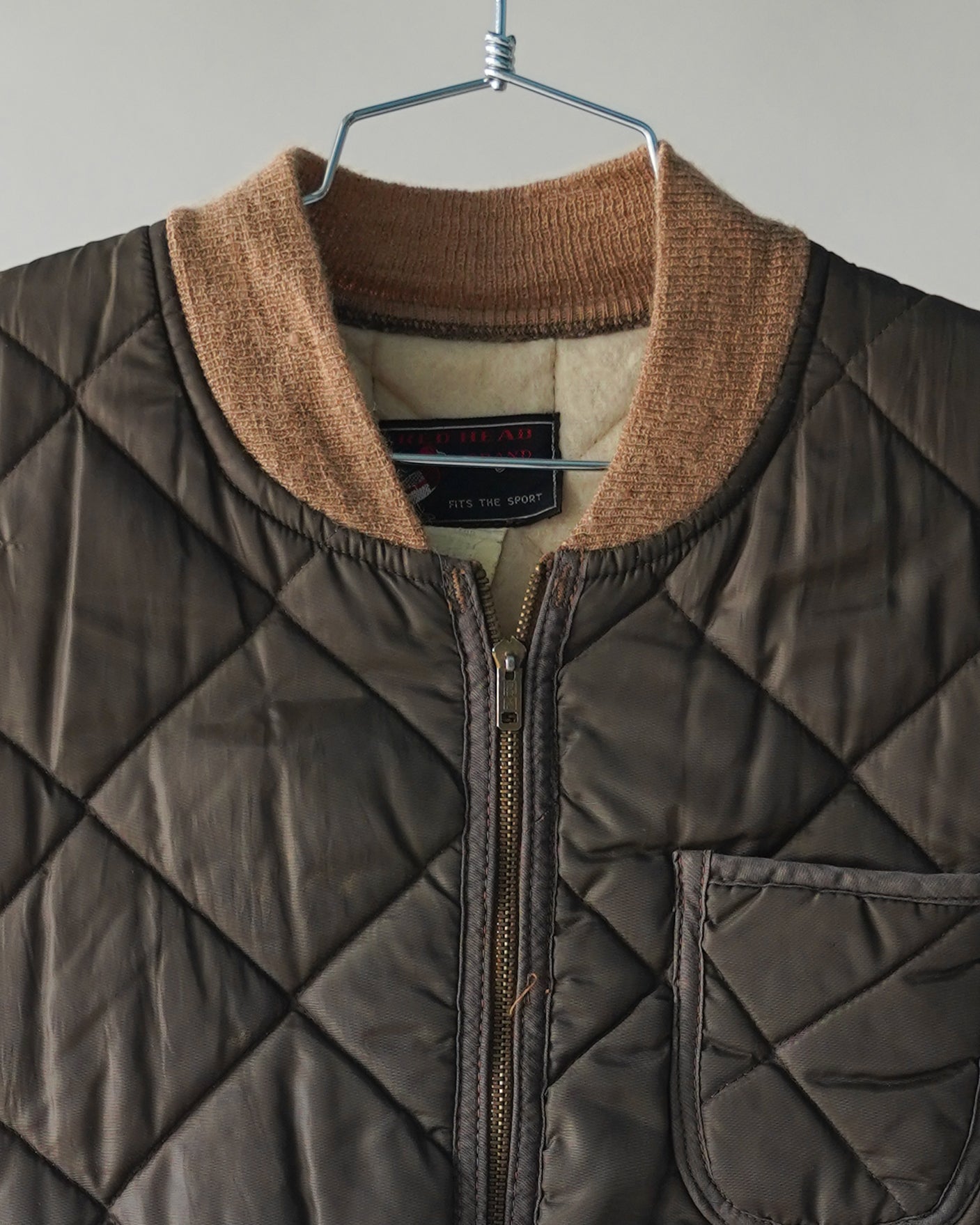 70's Brown Quilted Vest - Medium