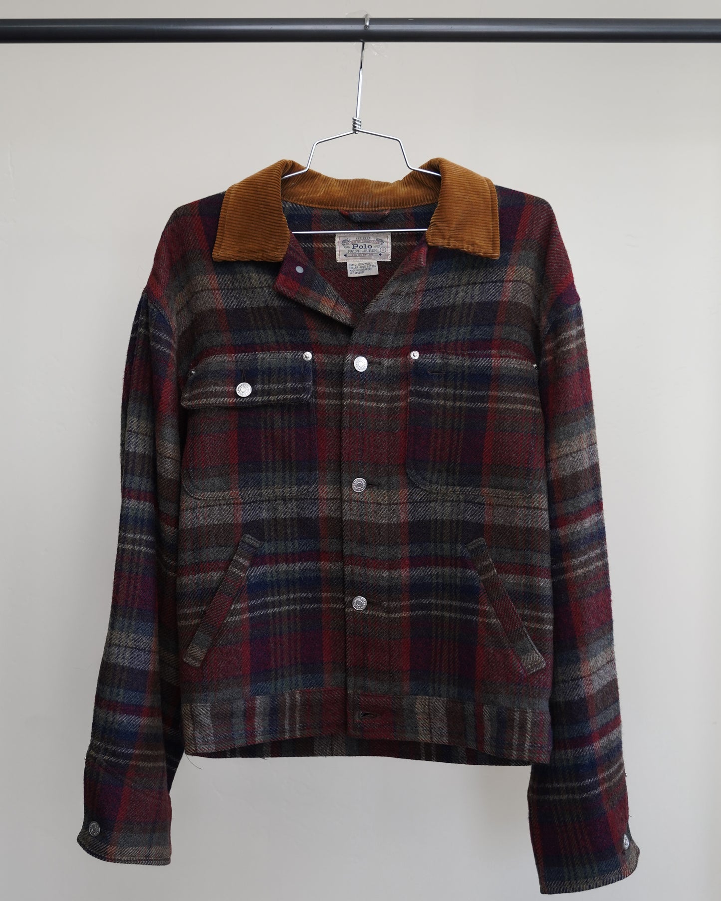 80's Polo Wool Plaid Jacket - Large