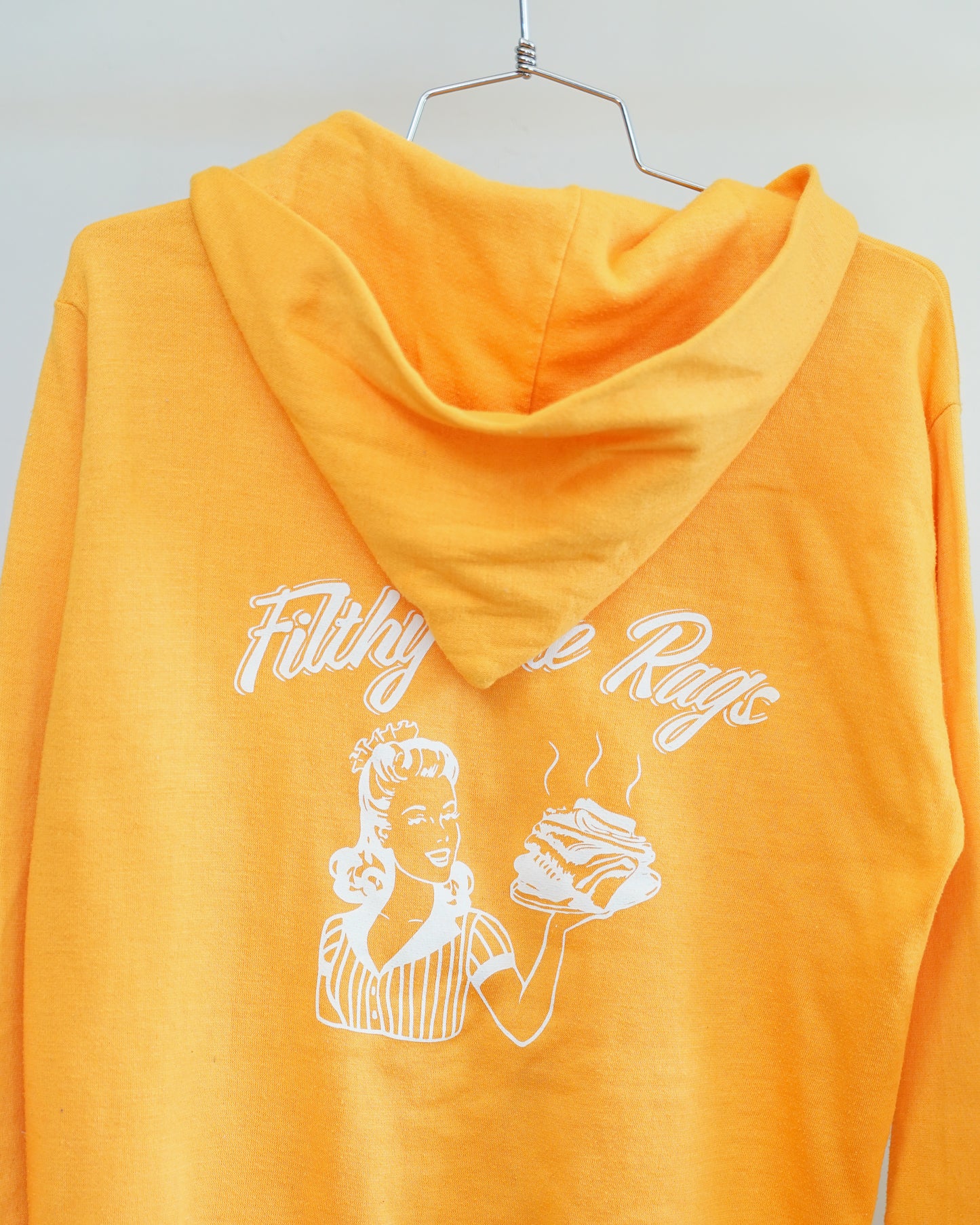 Filthy Ole Rags 70's Yellow Zip-up Hoodie - White Back Print (Large)