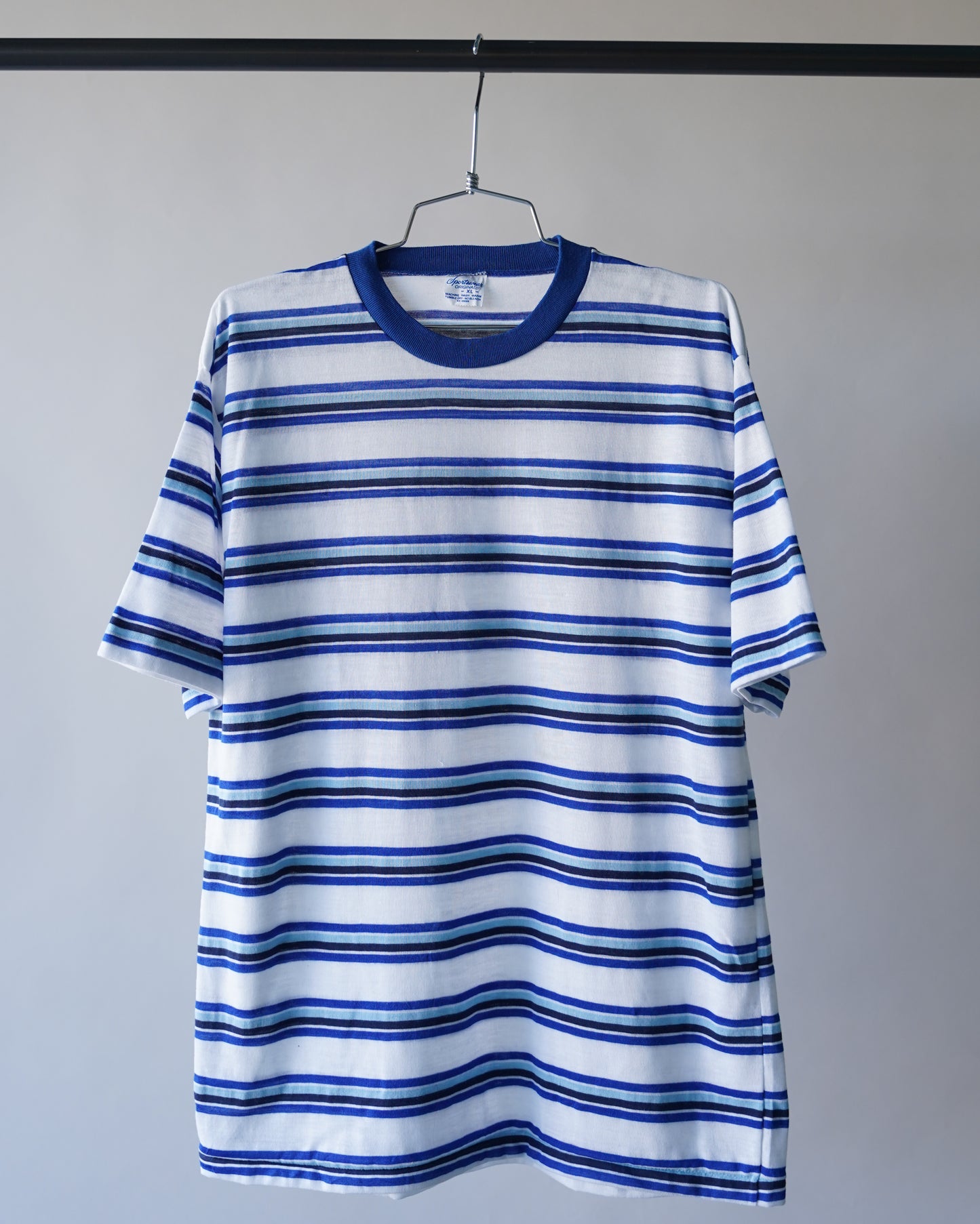 80's Blue Striped Tee - Large