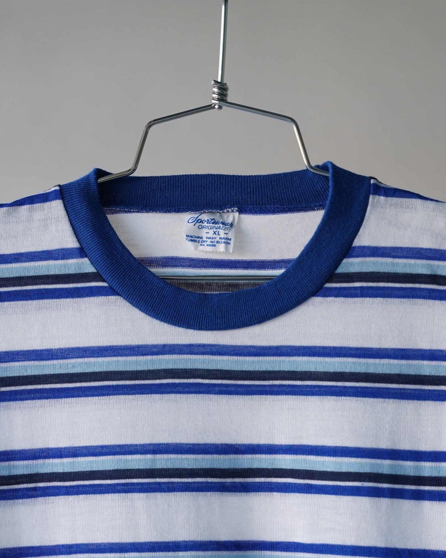 80's Blue Striped Tee - Large