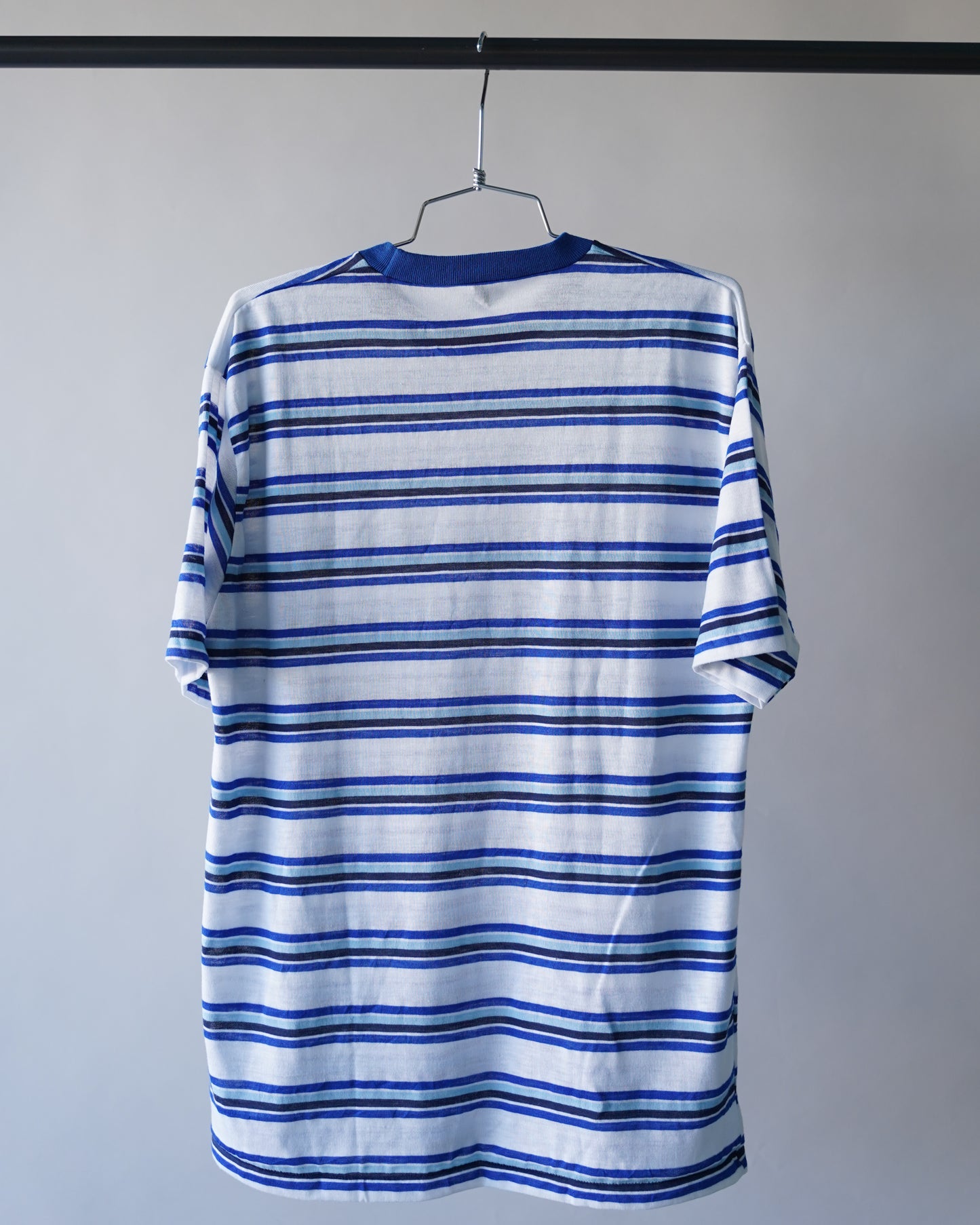 80's Blue Striped Tee - Large