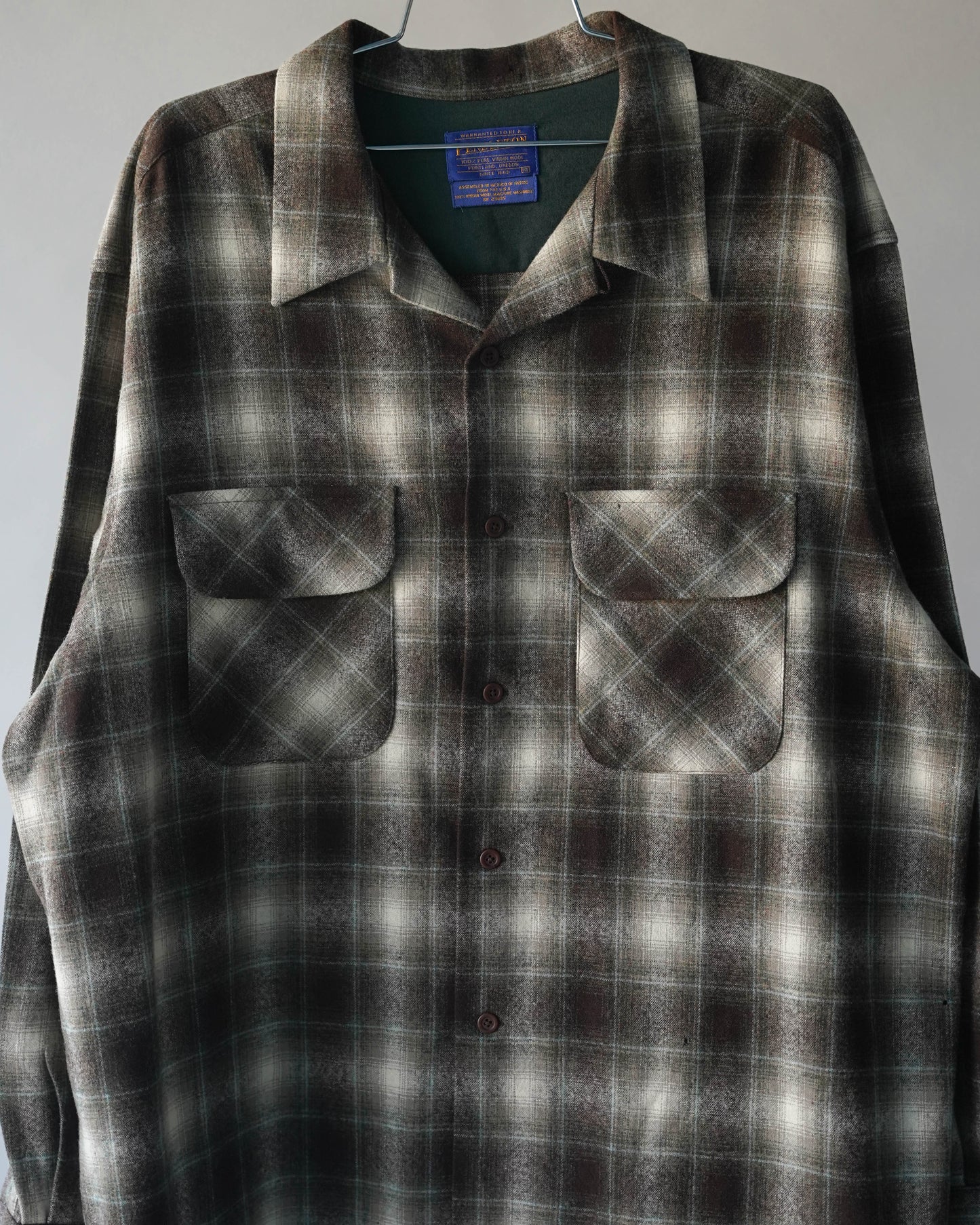 Modern Pendleton Shadow Plaid Loop Collar Shirt - XL