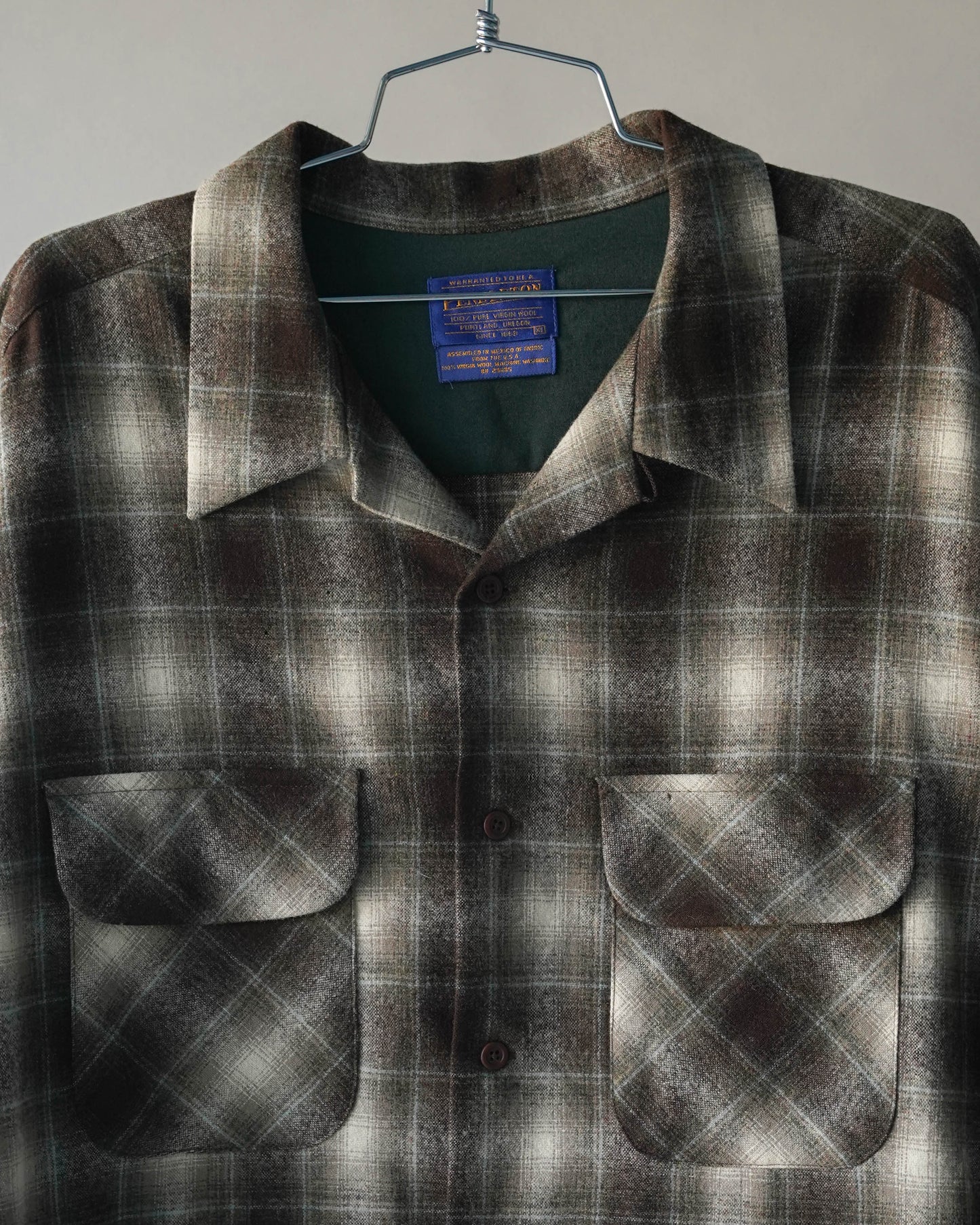 Modern Pendleton Shadow Plaid Loop Collar Shirt - XL
