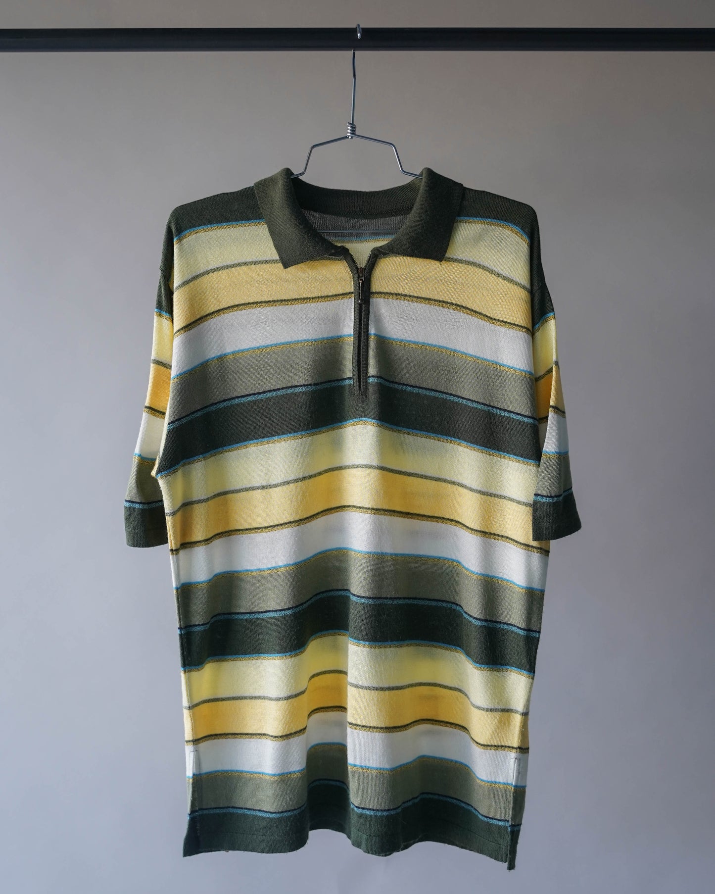 70's Multi Colored Knit Polo - XL