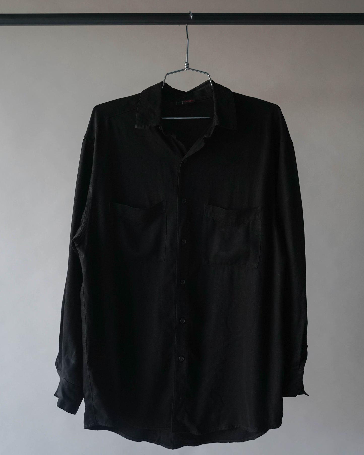 90's Black Rayon Shirt - Large