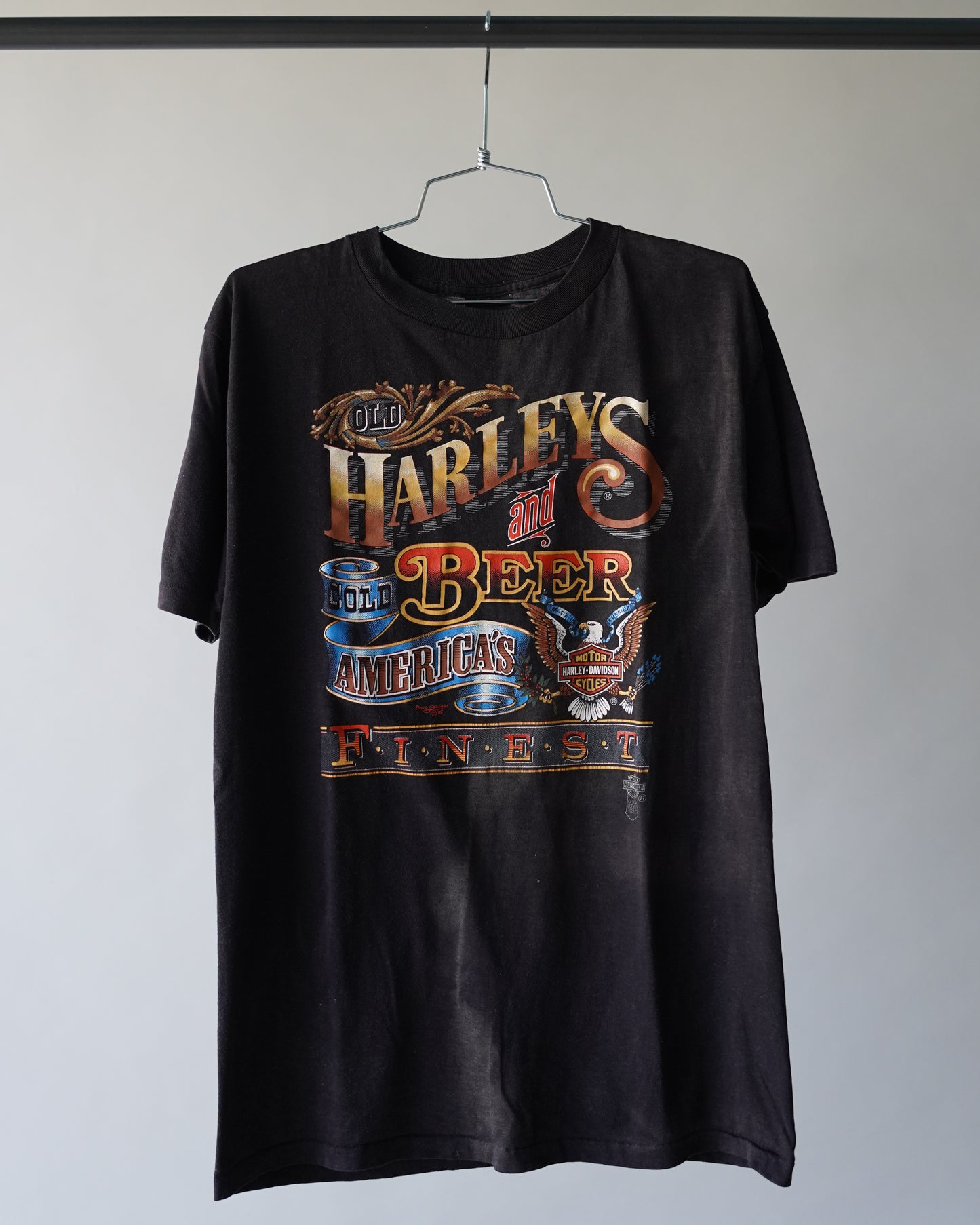 80's Harley Davidson 3D Emblem Tee - Large